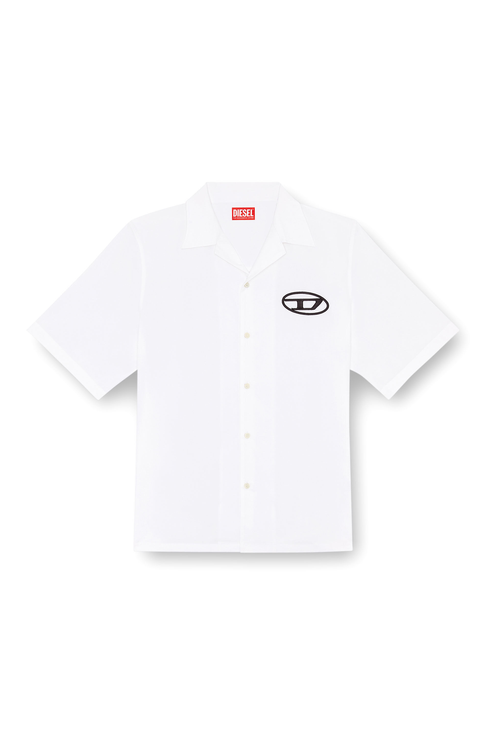 Diesel - S-MAC-C, Uomo Camicia bowling con logo ricamato in Bianco - Image 2