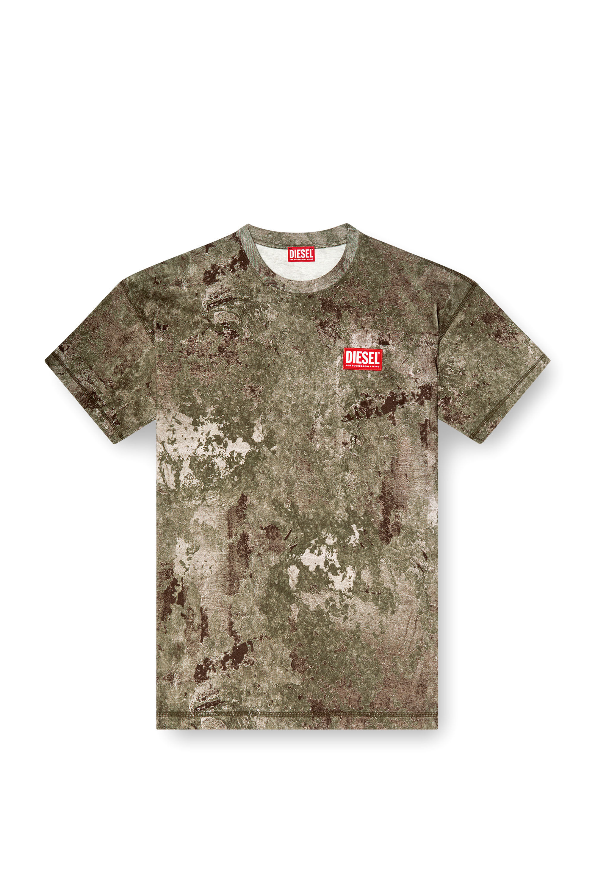 Diesel - T-BOXT-R12, Herren Ausbrenner-T-Shirt mit Marmor-Effekt in Armeegrün - 2