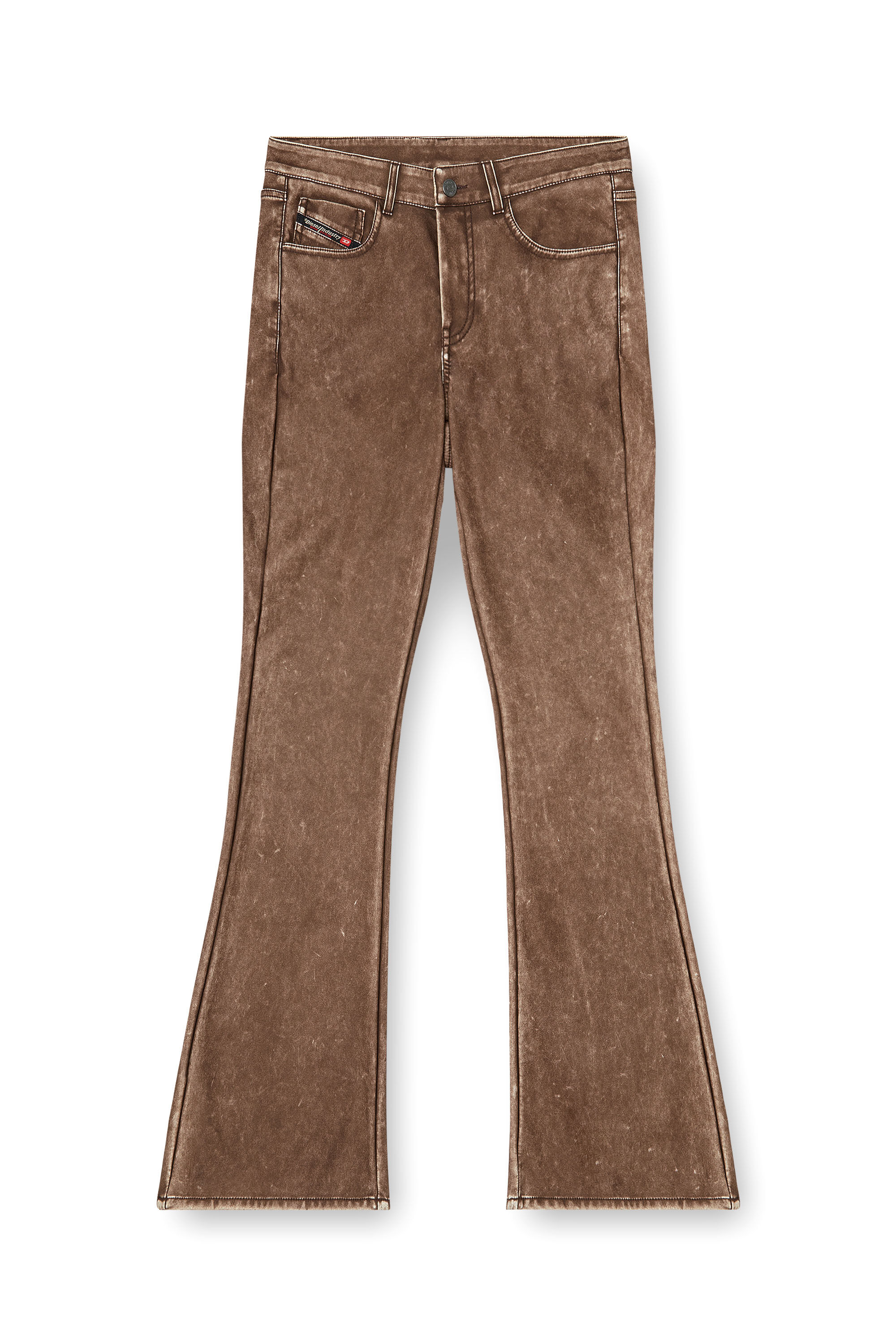 Diesel - P-STELLAR-S1, Damen Bootcut-Hose aus beschichtetem Material in Braun - 2