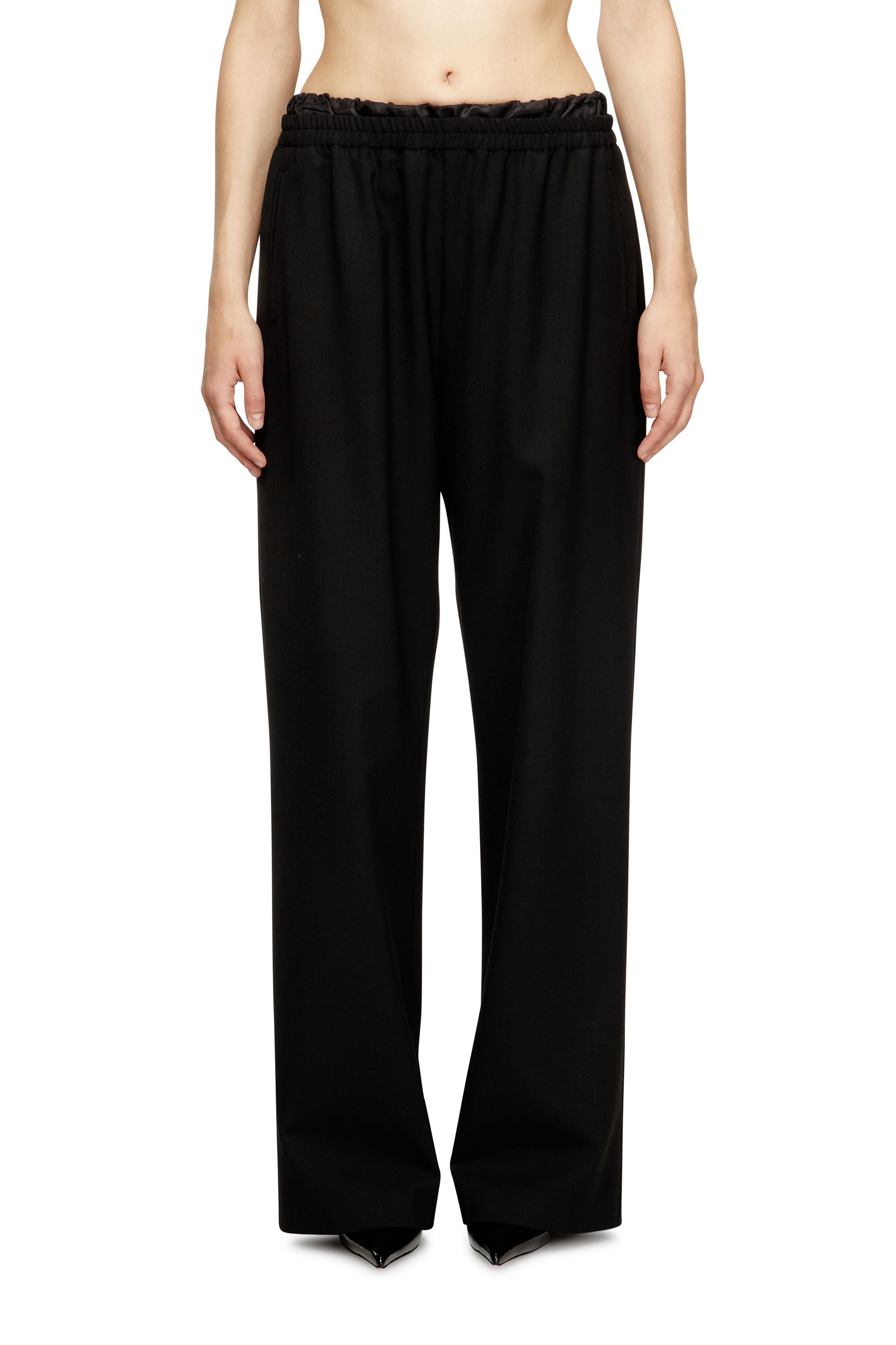 Diesel - P-YRITE-R2, Pantalons en laine avec cordon de serrage Femme in Noir - 3