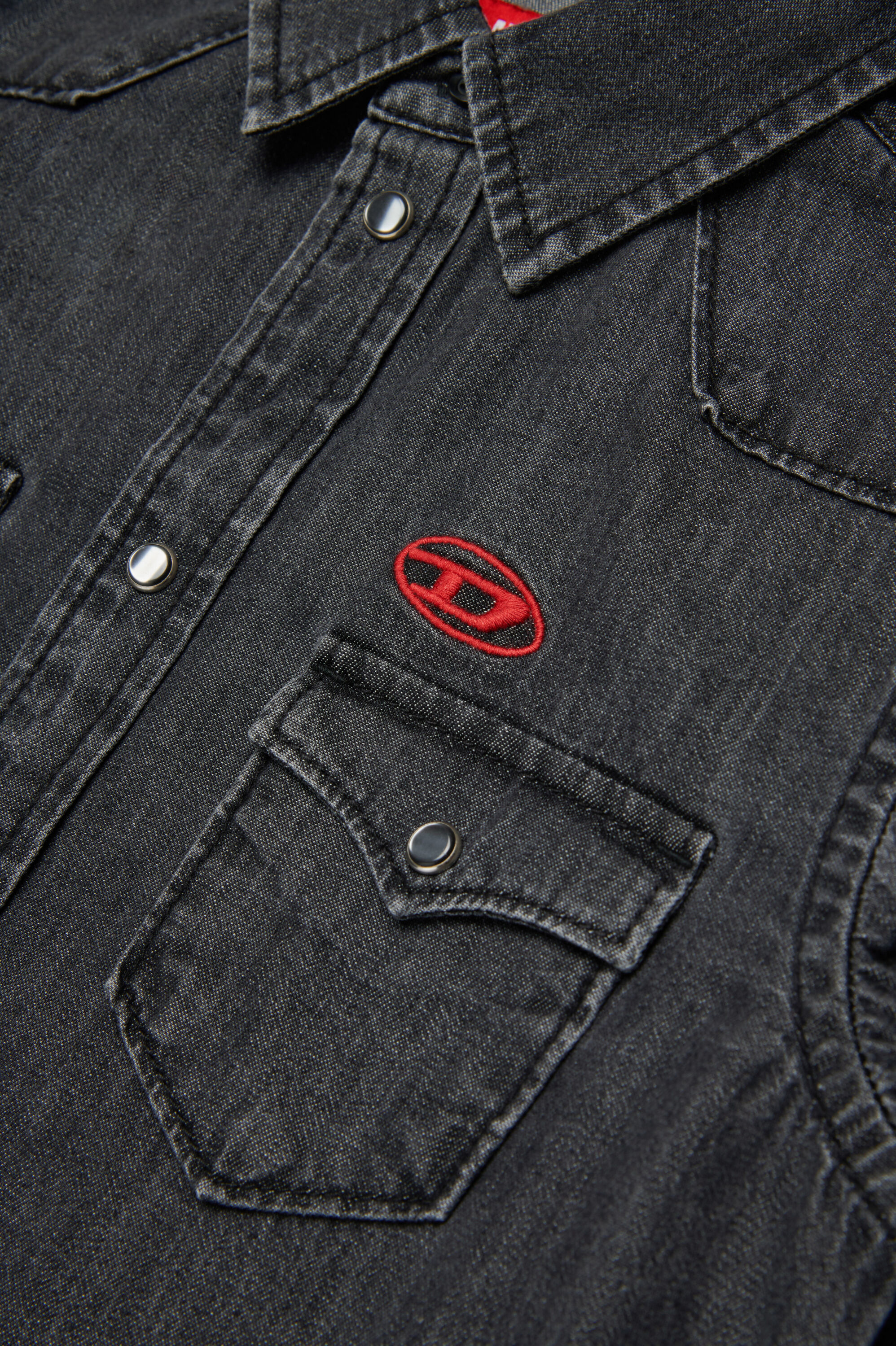Diesel - CEKO, Camicia western in denim Uomo in Nero - 4