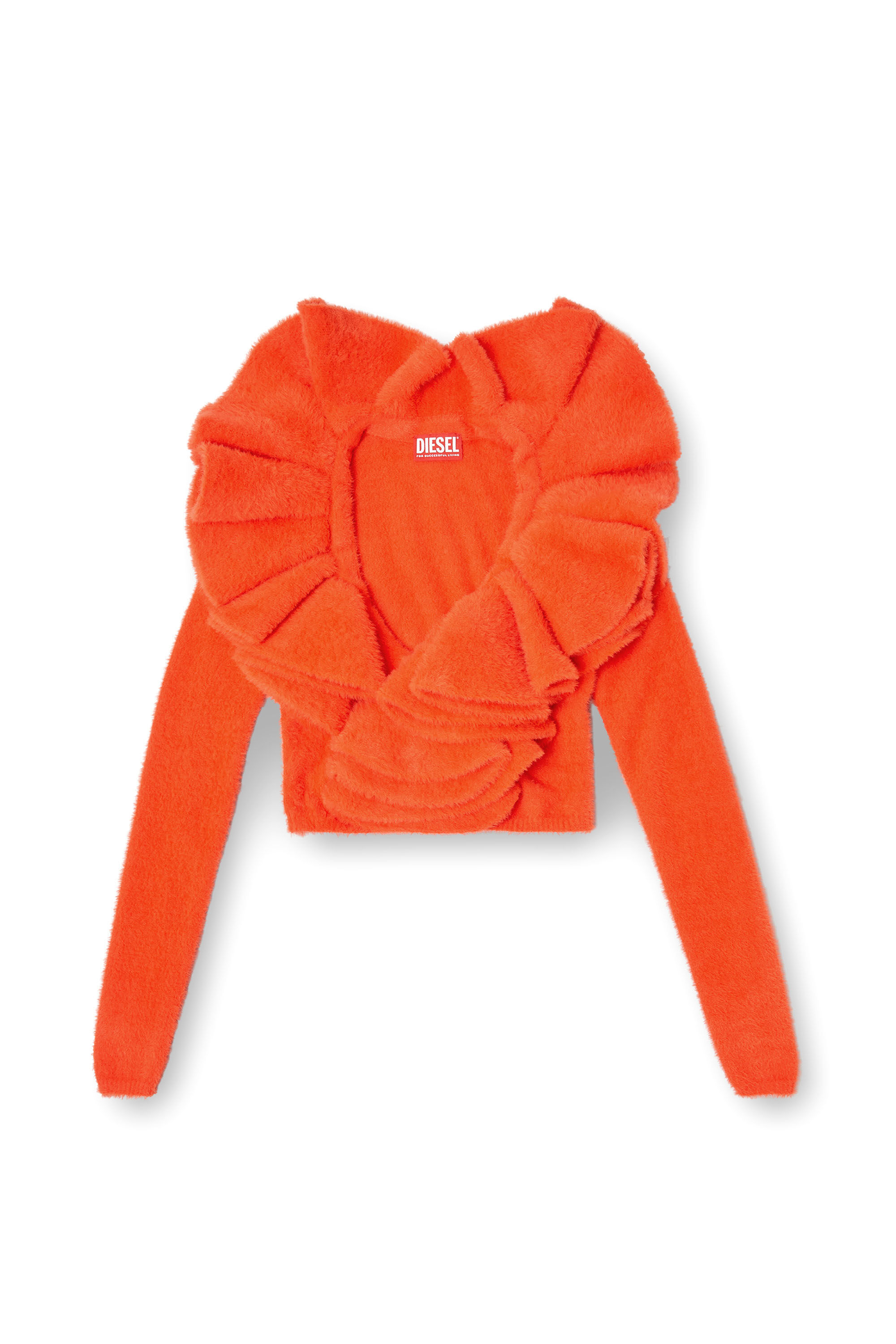 Diesel - M-INGE, Cardigan extra-morbido con scollo voluminoso arruffato Donna in Arancione - 2