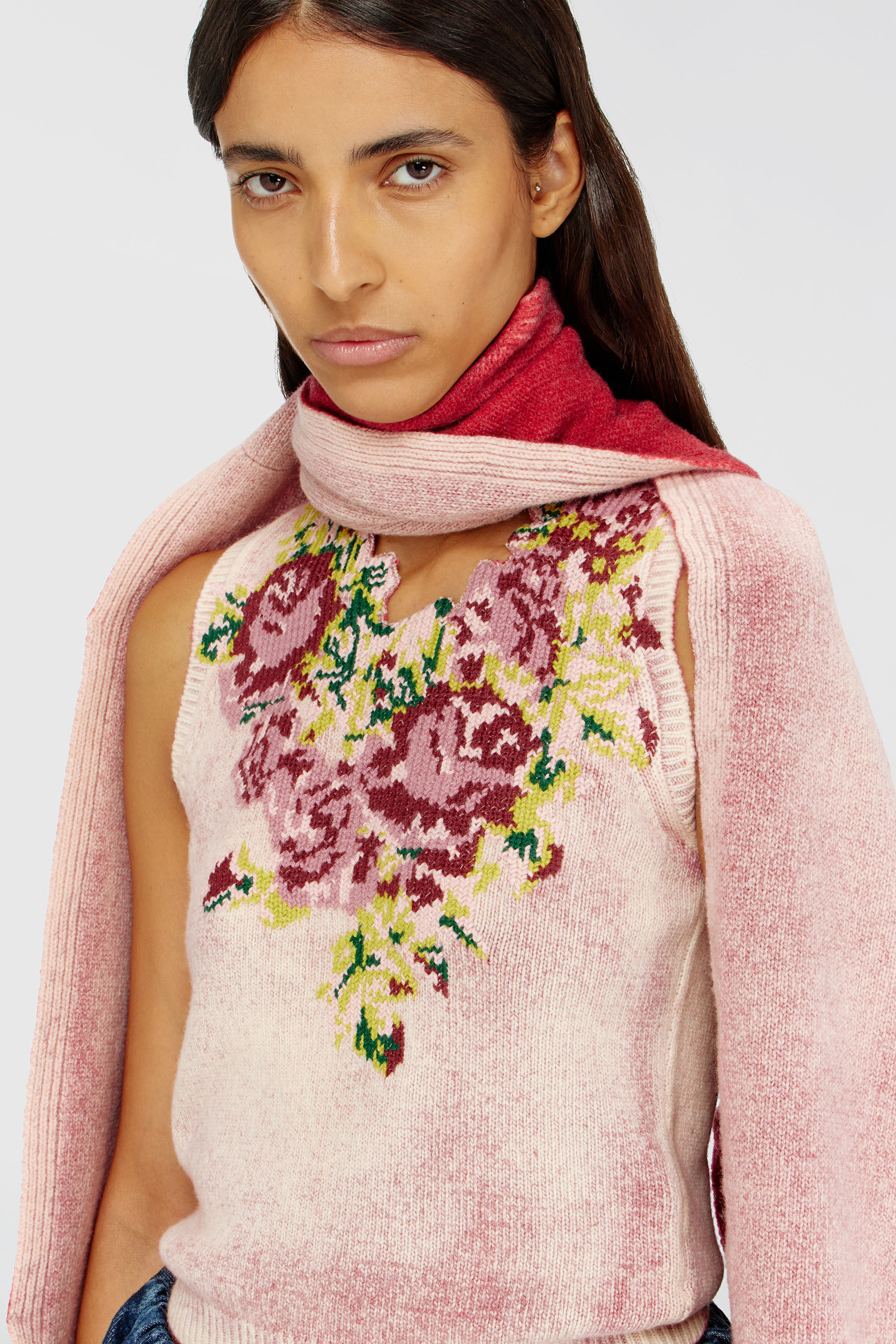 Diesel - M-RARIS, Damen Strickweste aus Wollmischung mit Blumenmuster in Rosa - 5