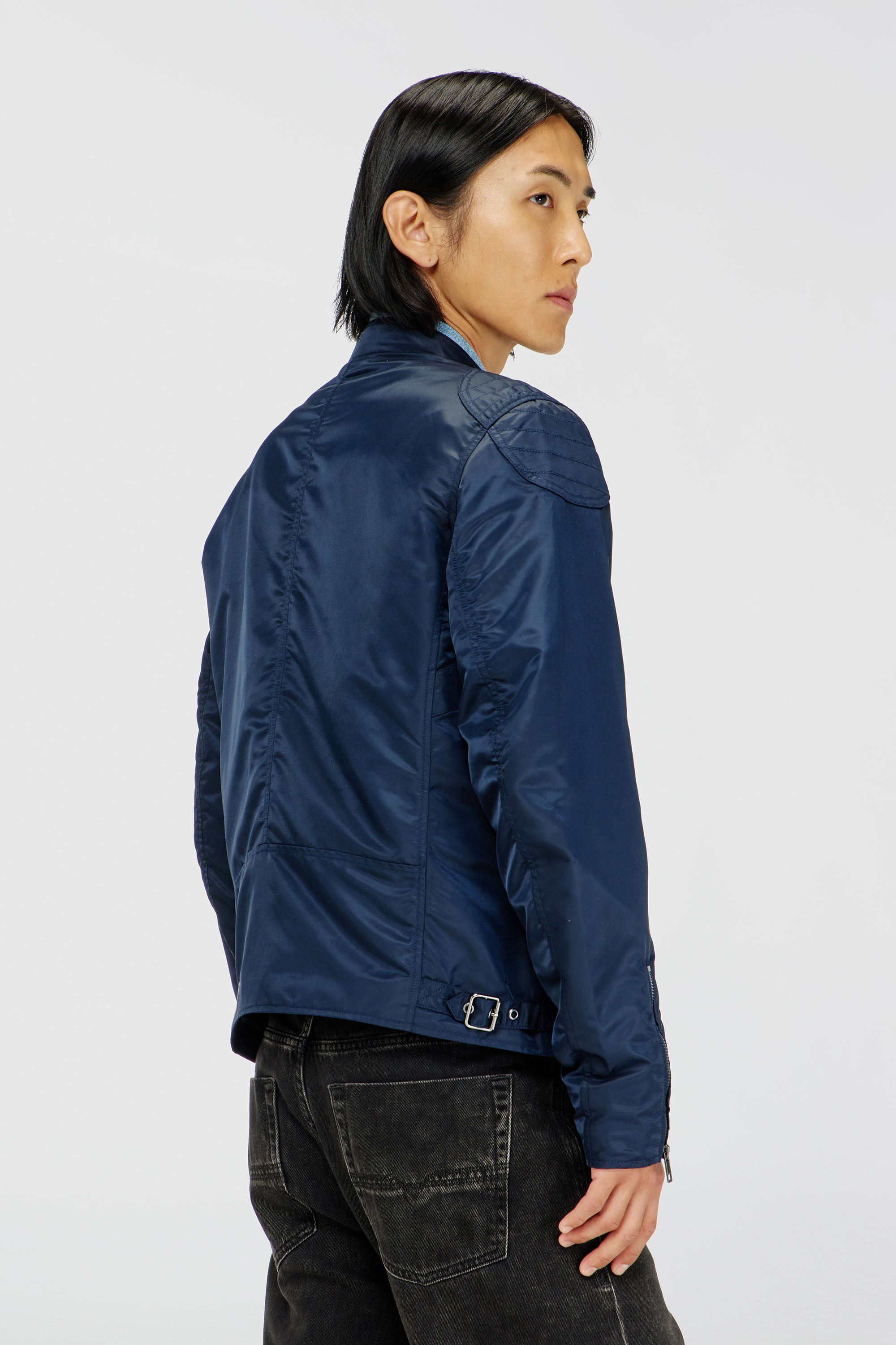 Diesel - J-GLORY-T92, Herren Nylonjacke mit gesteppten Schultern und Rei&szlig;verschlusstaschen in Blau - 4