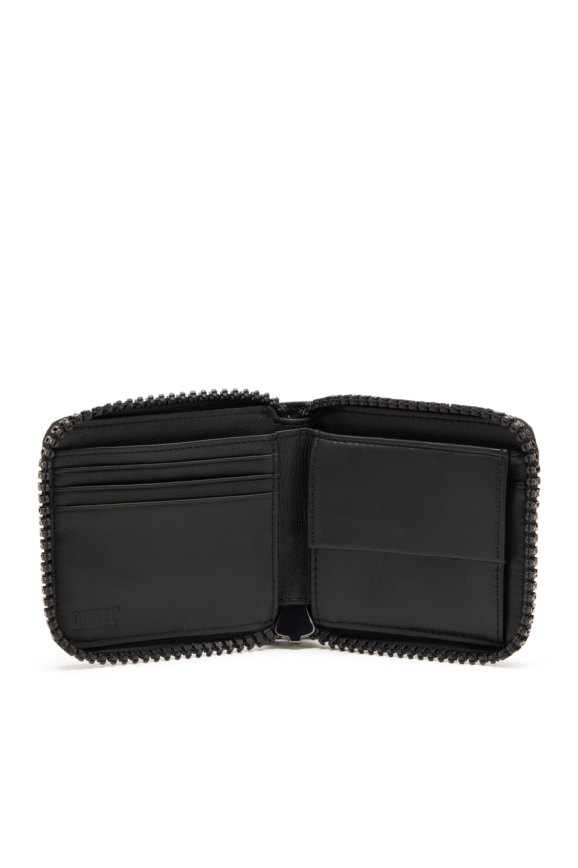 Diesel - ZIP-D BI-FOLD COIN ZIP XS, Homme Portefeuille zippé en cuir avec zip à logo in Noir - Image 3