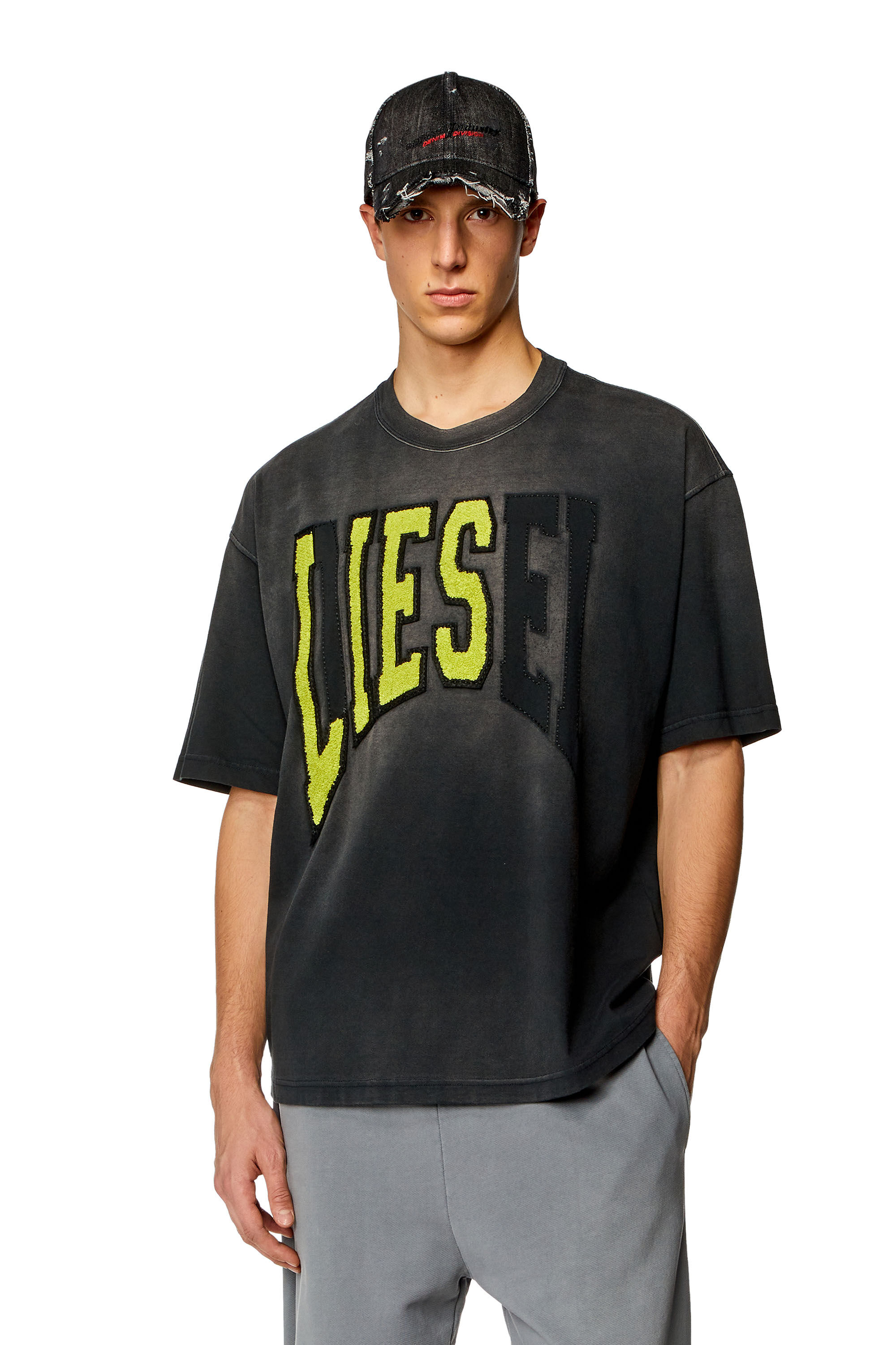 Diesel - T-WASH-N, Uomo T-shirt over con logo Diesel Lies in Nero - Image 3
