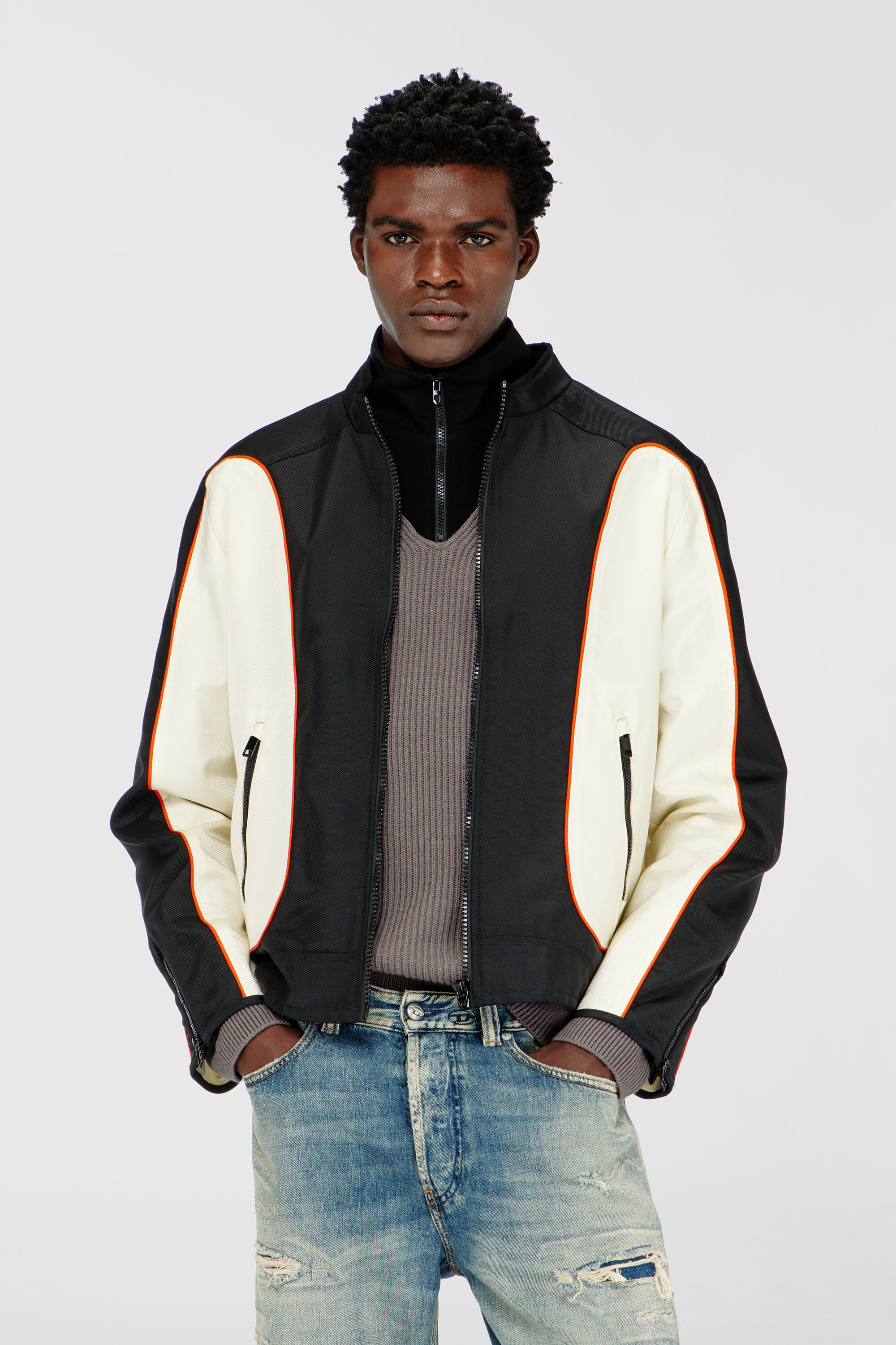 Diesel - J-BLINK-WRD, Giacca in nylon con color block e dettagli a profilo Uomo in Multicolor - 3
