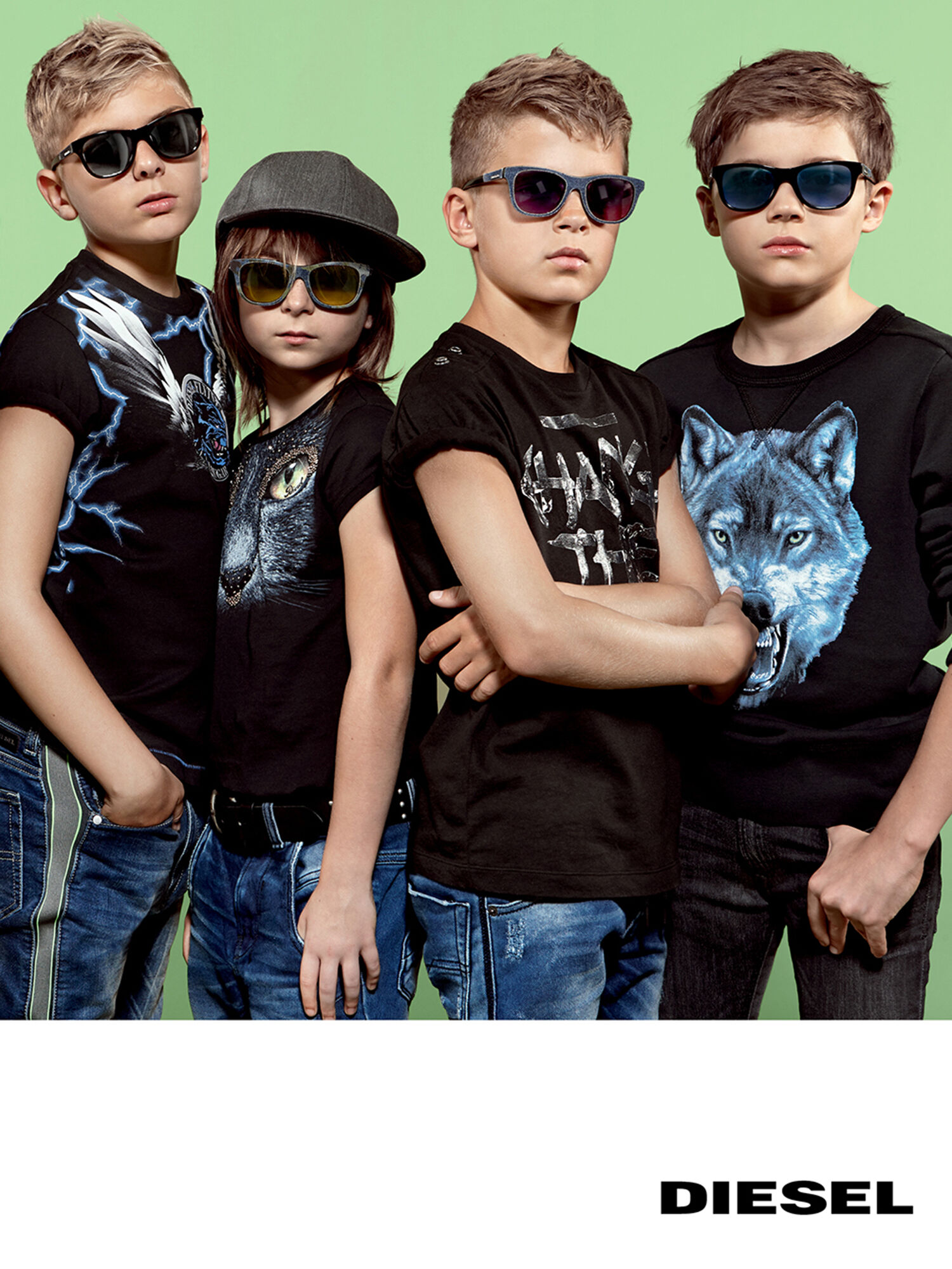 Diesel - DM0200, Unisex Charakteristische Kindersonnenbrille mit Denimdetail in Jeansschwarz - 5