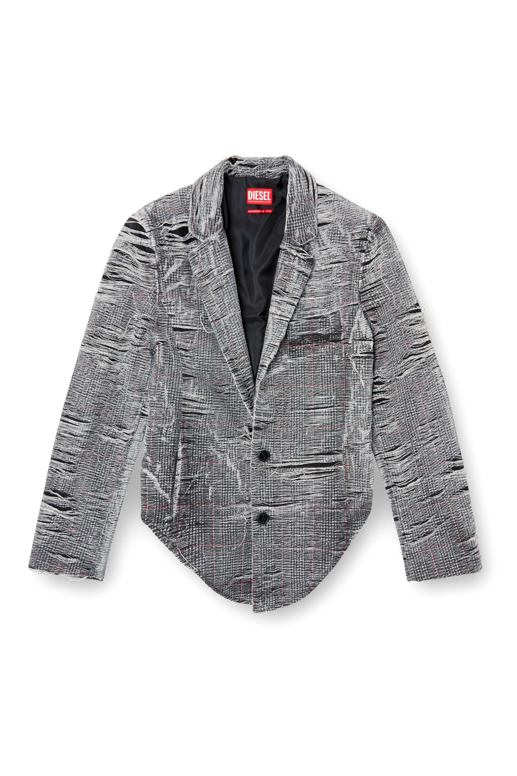 Diesel - DE-PHONIX-FSG, Blazer en denim Prince-de-Galles à effet vieilli Femme in Gris - 2