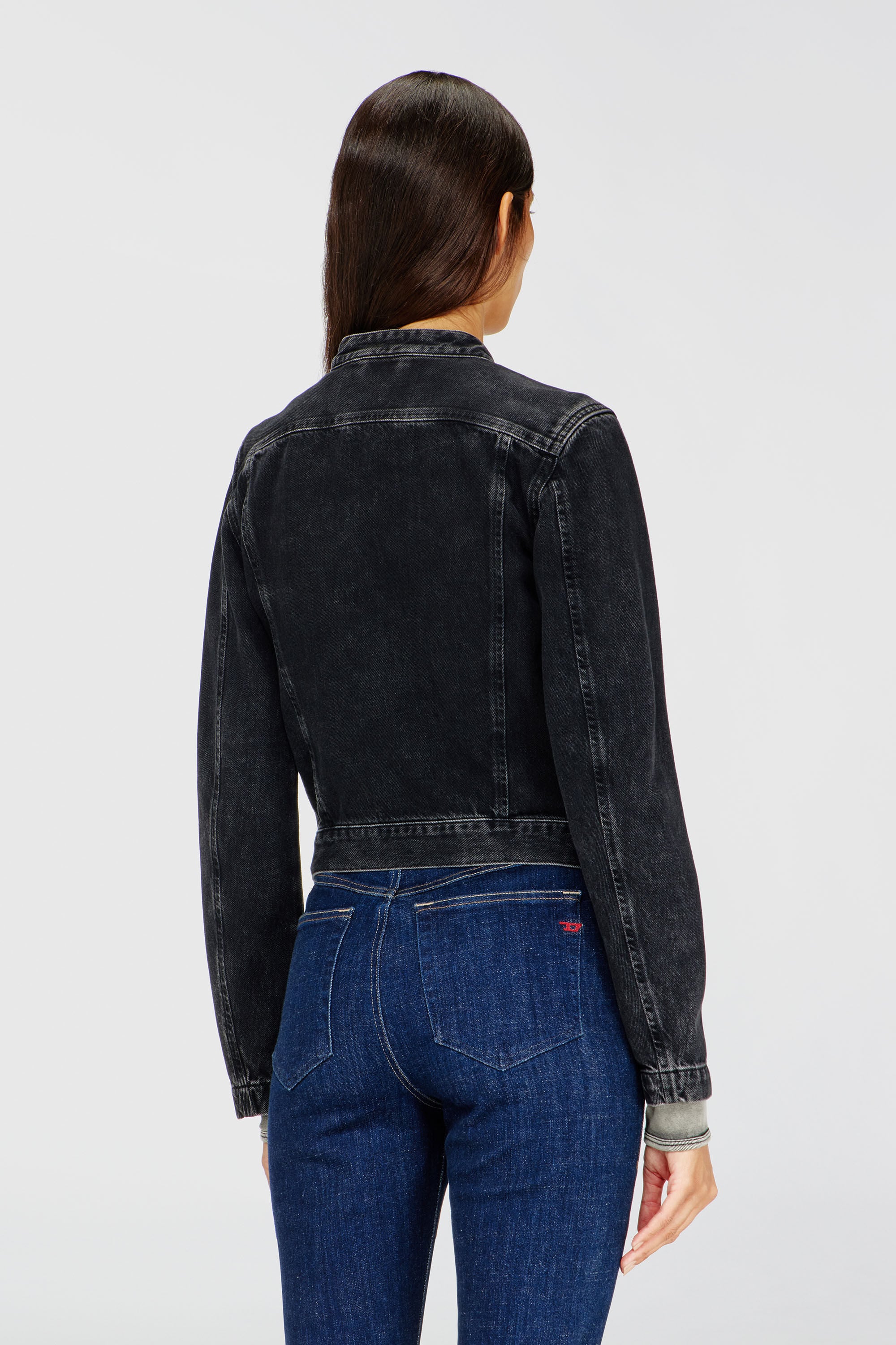Diesel - DE-MORNIN, Giacca da motociclista in denim lavaggio clean Donna in Nero - 4