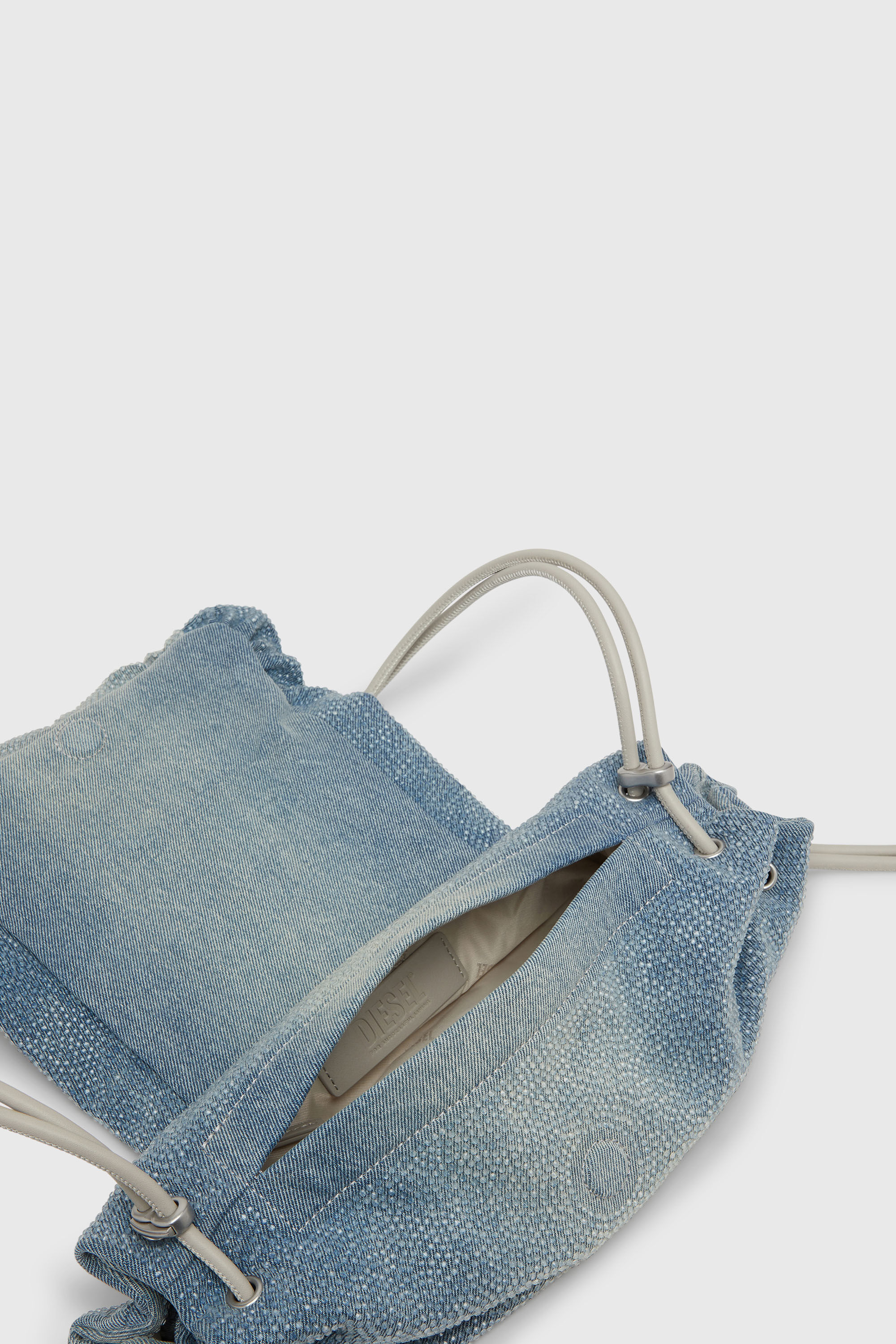 Diesel - SCRUNCH-D SHOULDER S, Damen Scrunch-D - Schultertasche aus denim mit Kristallen in Blau - 4