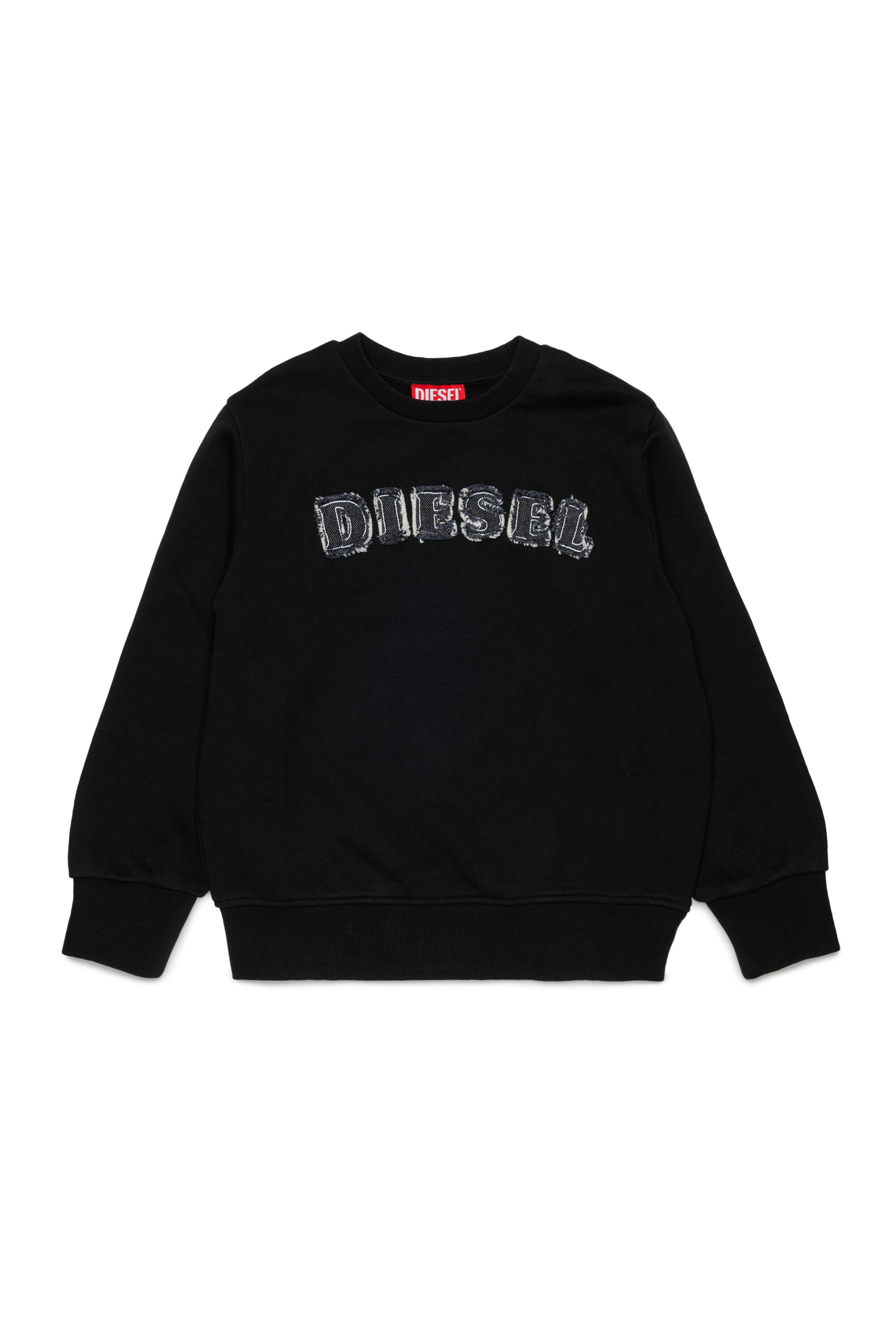 Diesel - SJEANS OVER, Herren Sweatshirt mit ausgefransten Logo-Buchstaben in Schwarz - 1