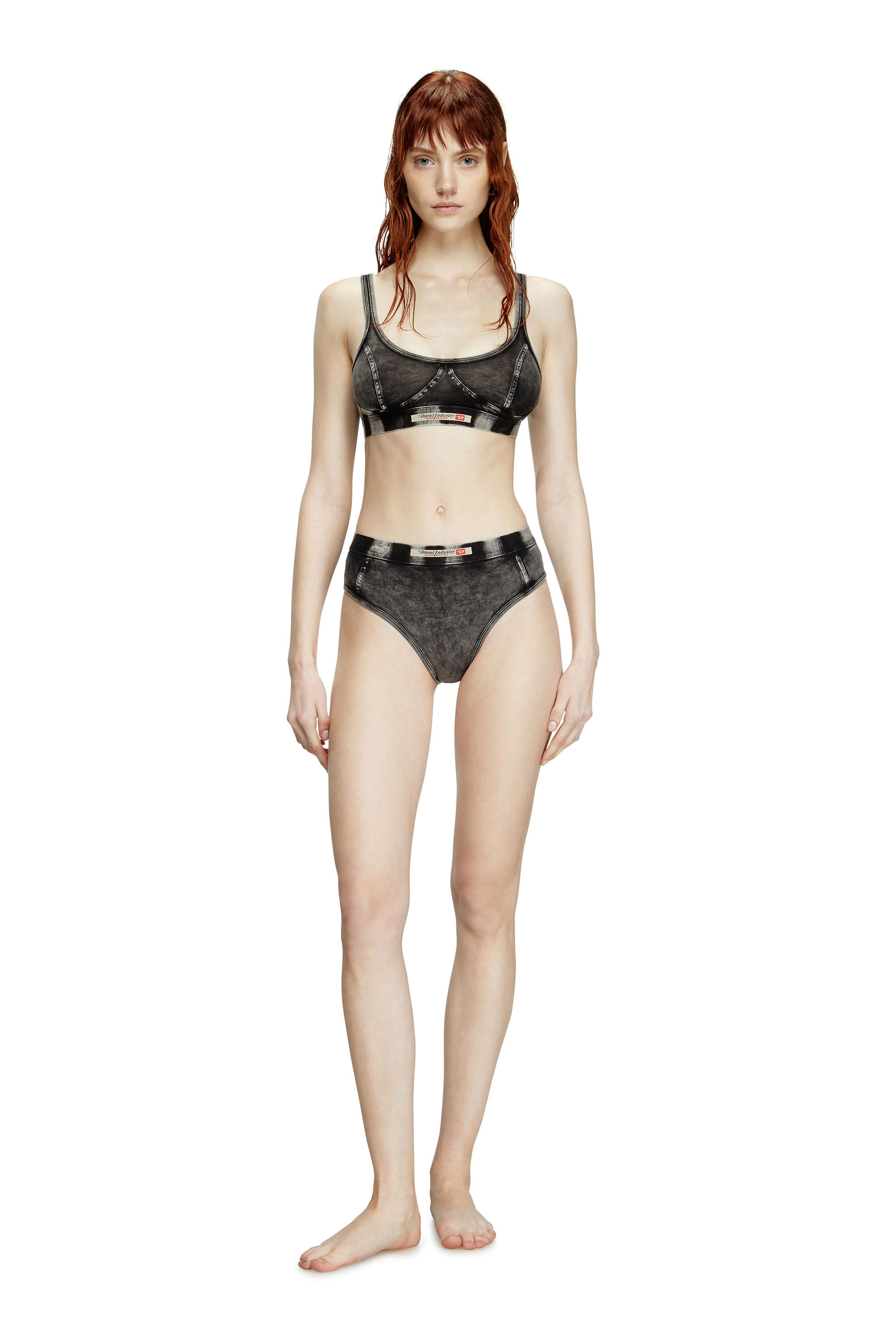 Diesel - KASSIE-DNM, Brassière en jersey effet denim Femme in Noir - 4