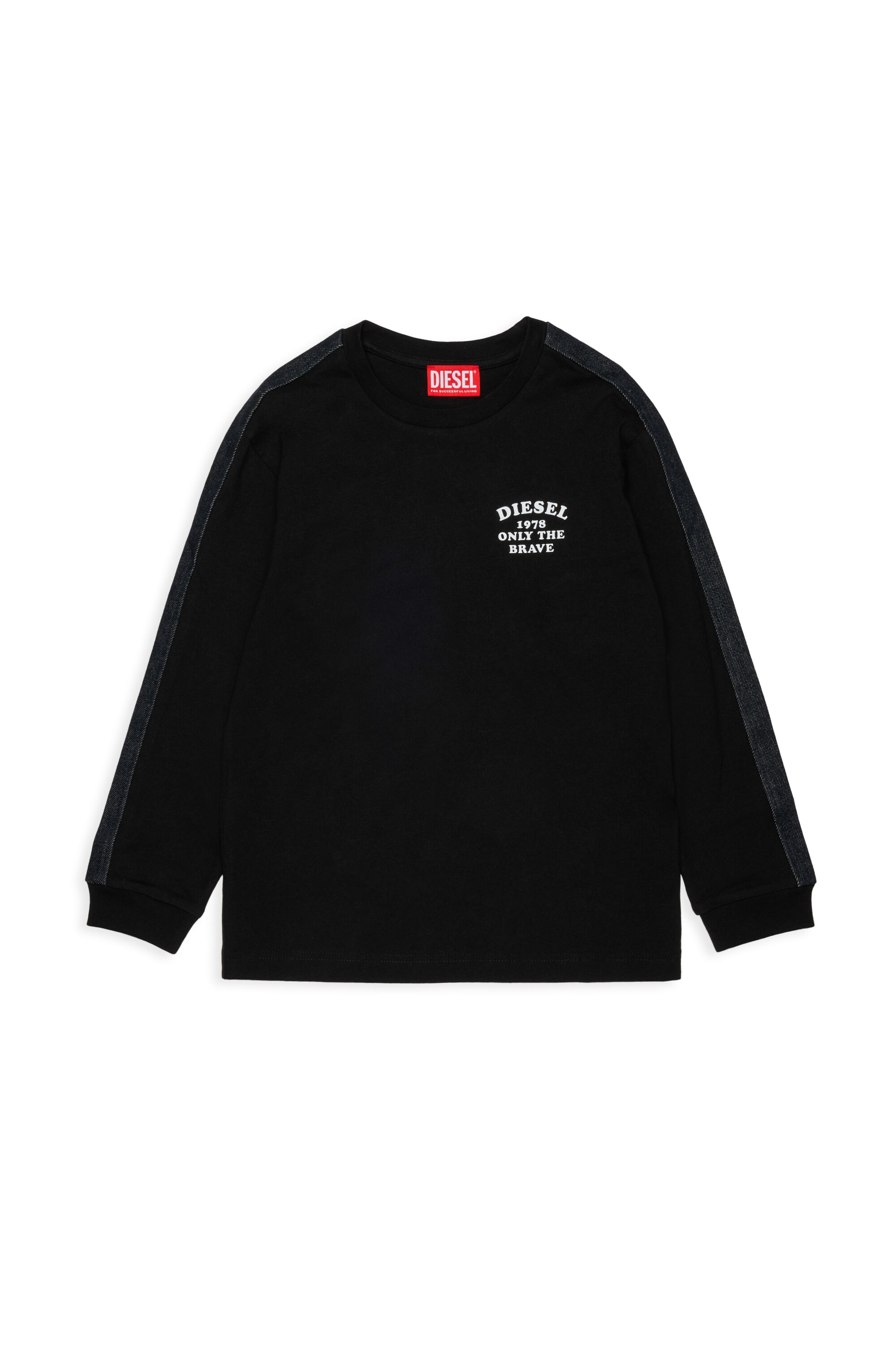 Diesel - TEAN OVER, Herren Langarmshirt mit Logo und Kontraststreifen in Schwarz - 1