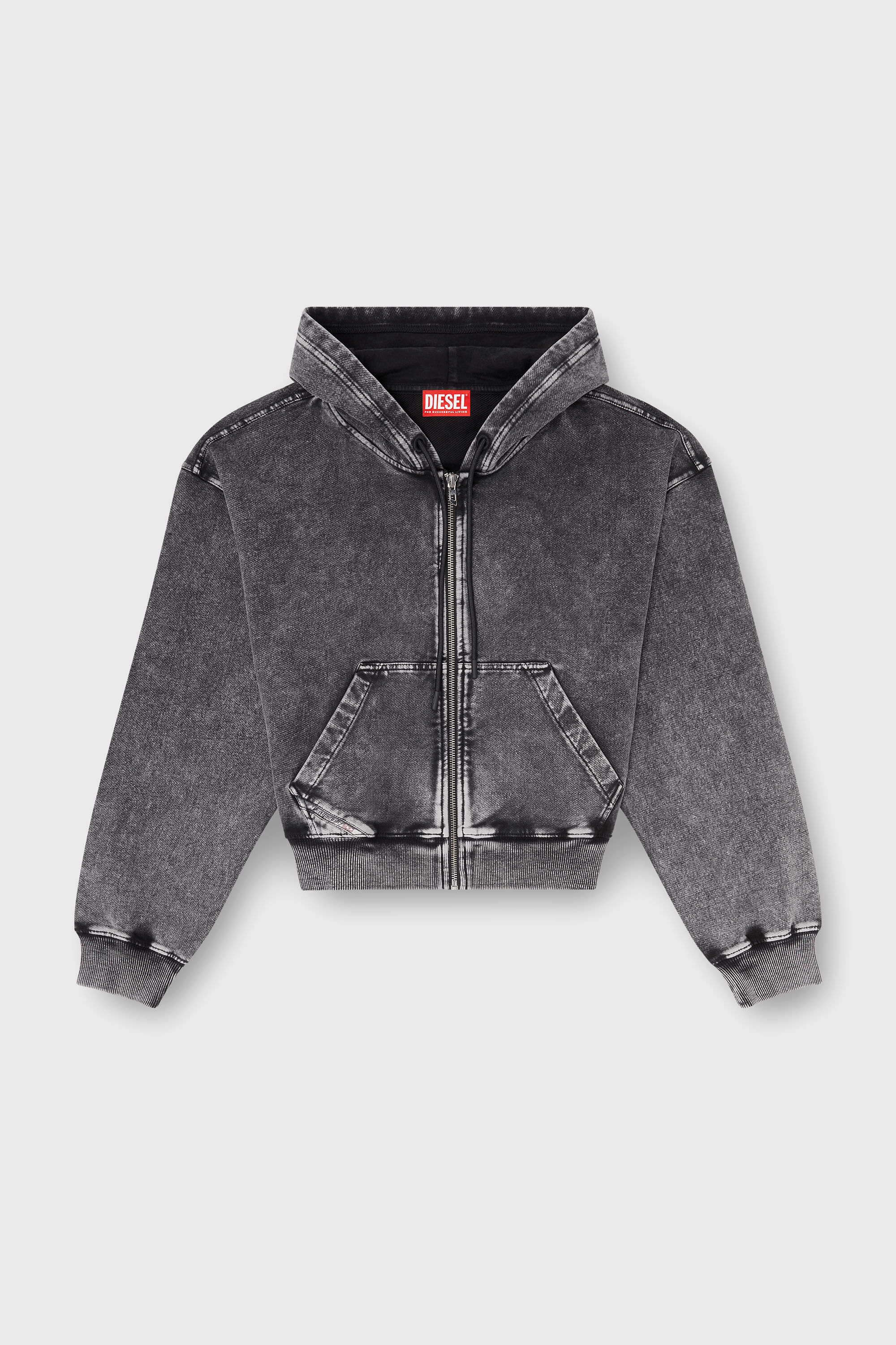 Diesel - F-ELYCY-AA2, Damen Hoodie mit Denim-Effekt in Dunkelgrau - 2