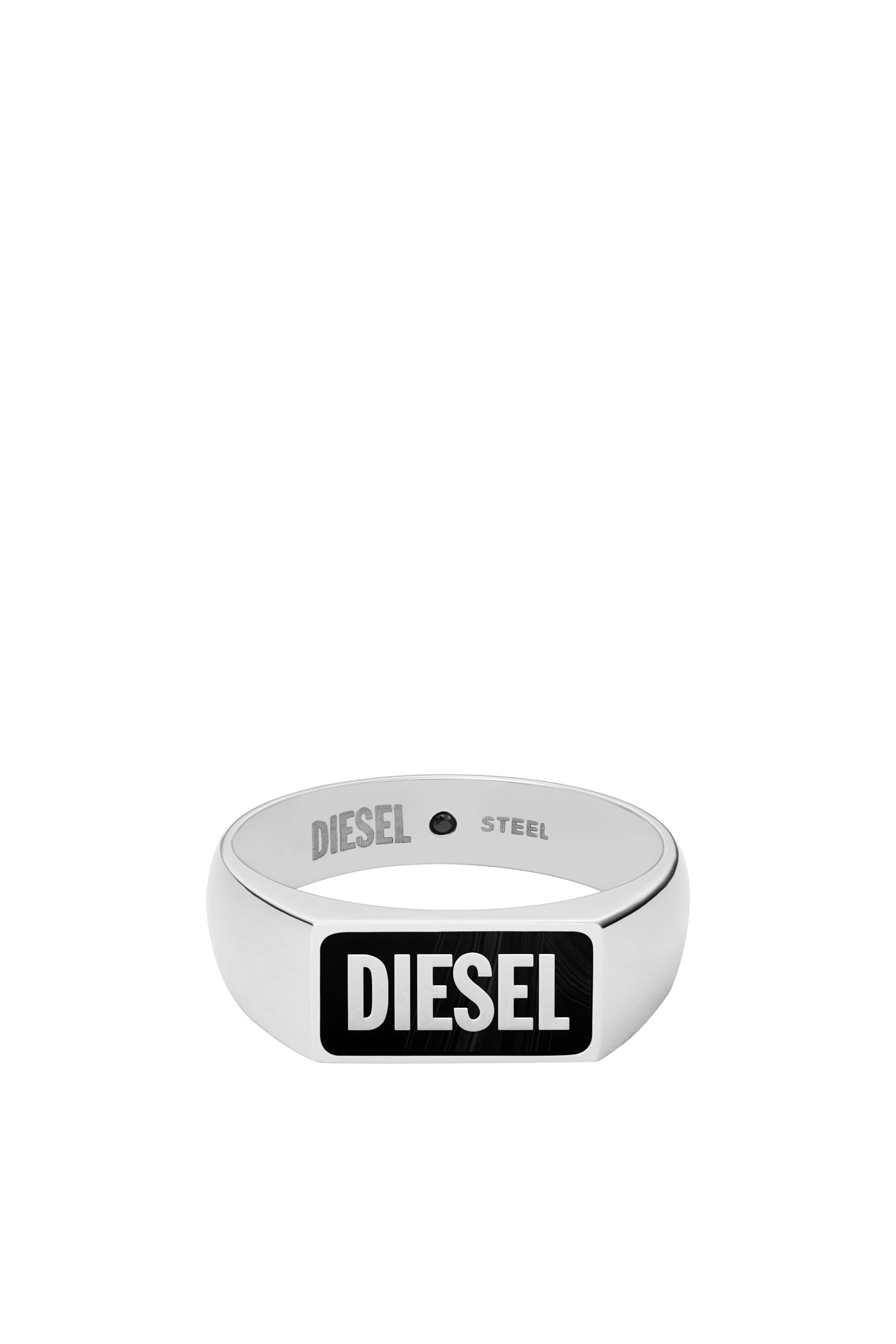 Diesel - DX1512, Uomo Anello chevalier in agata nera in Argento - Image 2