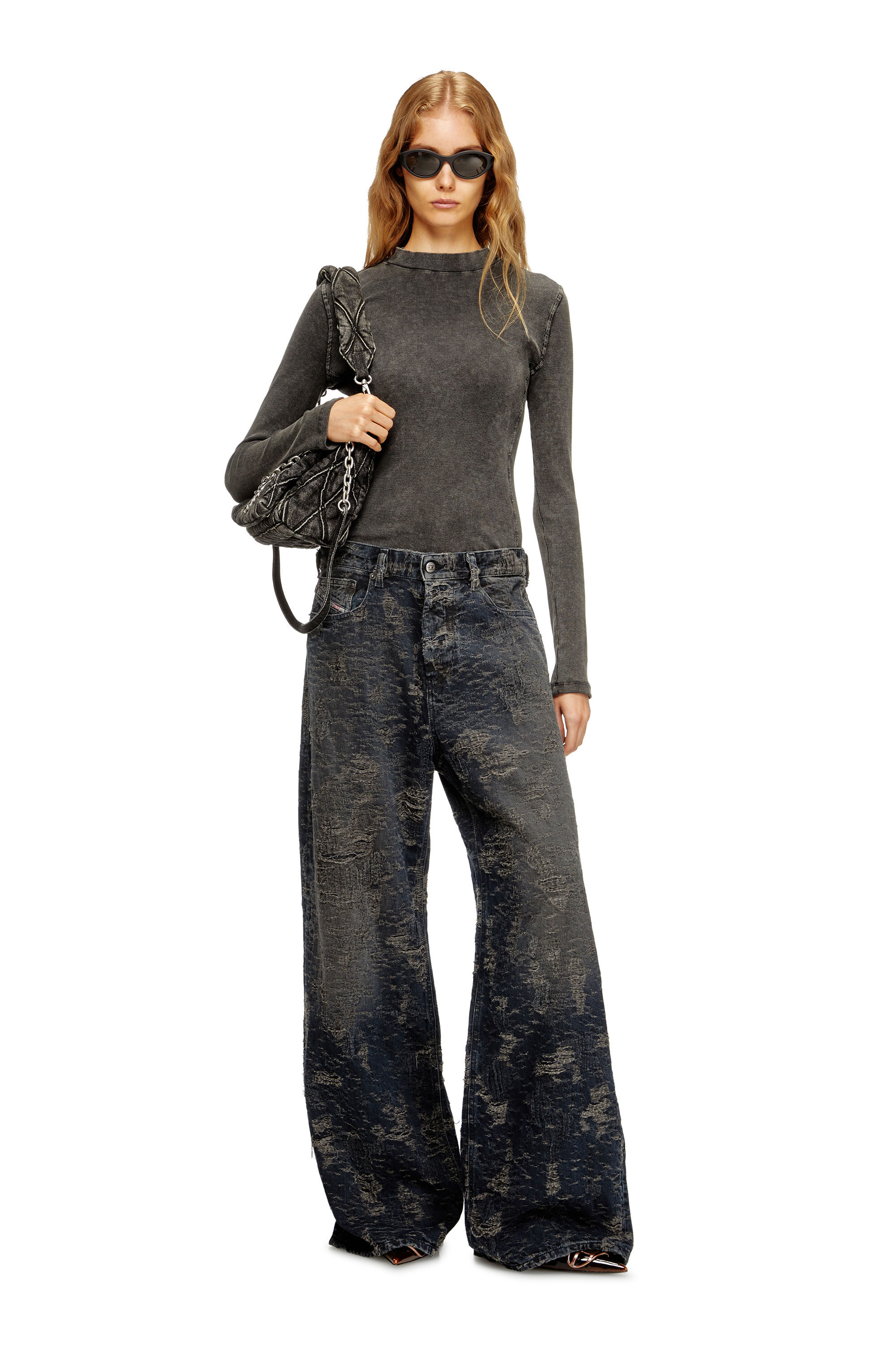 Diesel - Relaxed Jeans 1996 D-Sire 007BV Femme, Noir/Gris foncé - Image 1