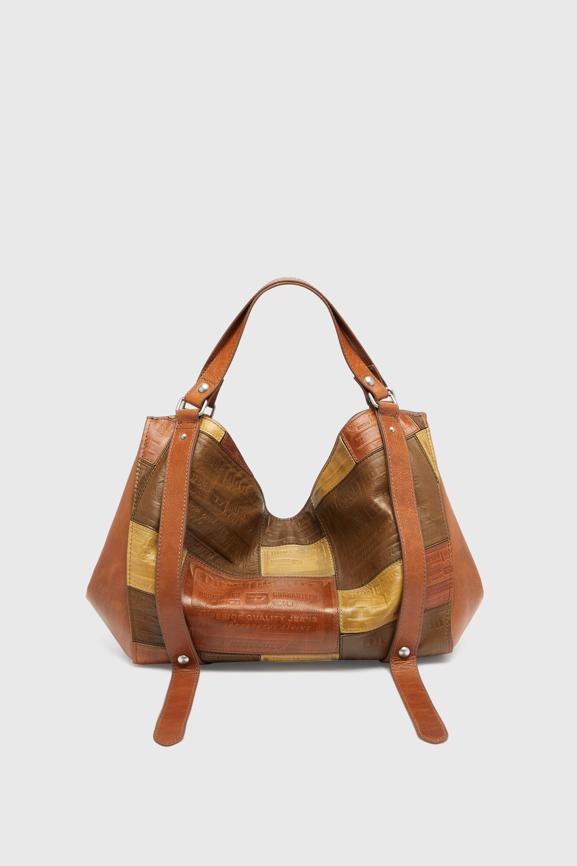 Diesel - D-ONE TOPHANDLE M, D-One-Borsa media a mano in pelle patchwork Unisex in Marrone - 3