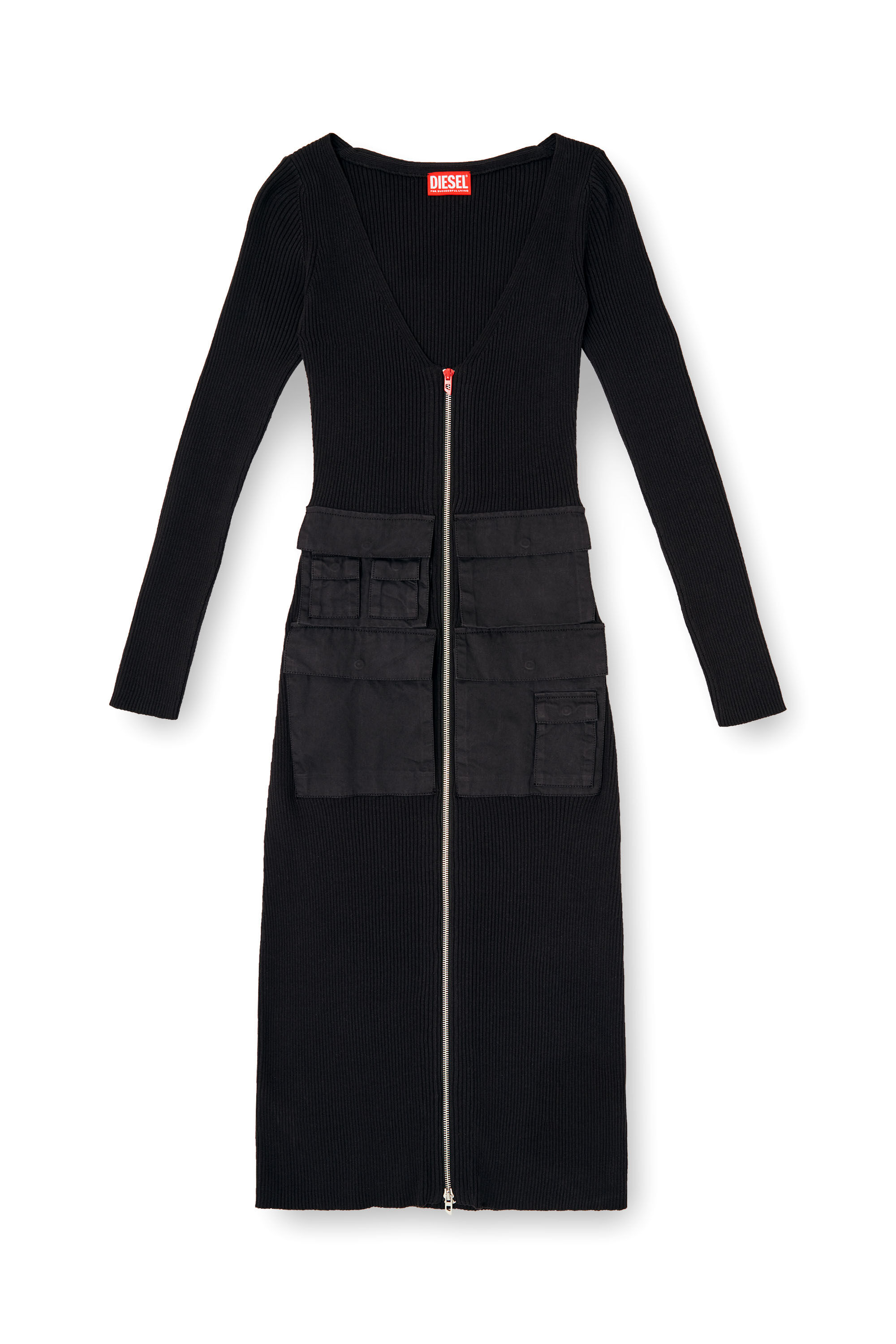 Diesel - M-MELTI-LS, Robe midi côtelée avec poches cargo Femme in ToBeDefined - 2
