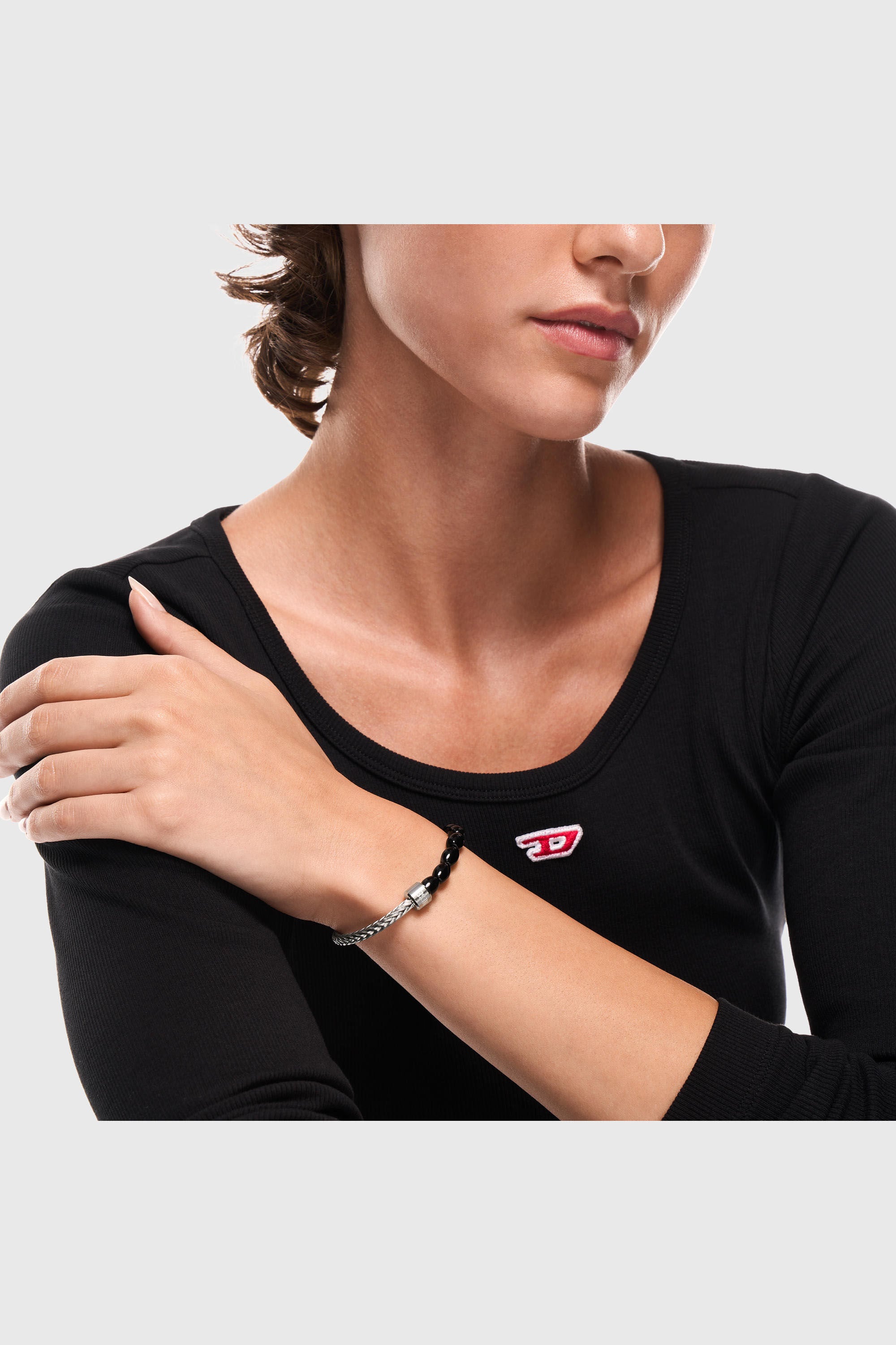 Diesel - DX1714040, Bracciale con perline in agata nera Unisex in Argento - 5