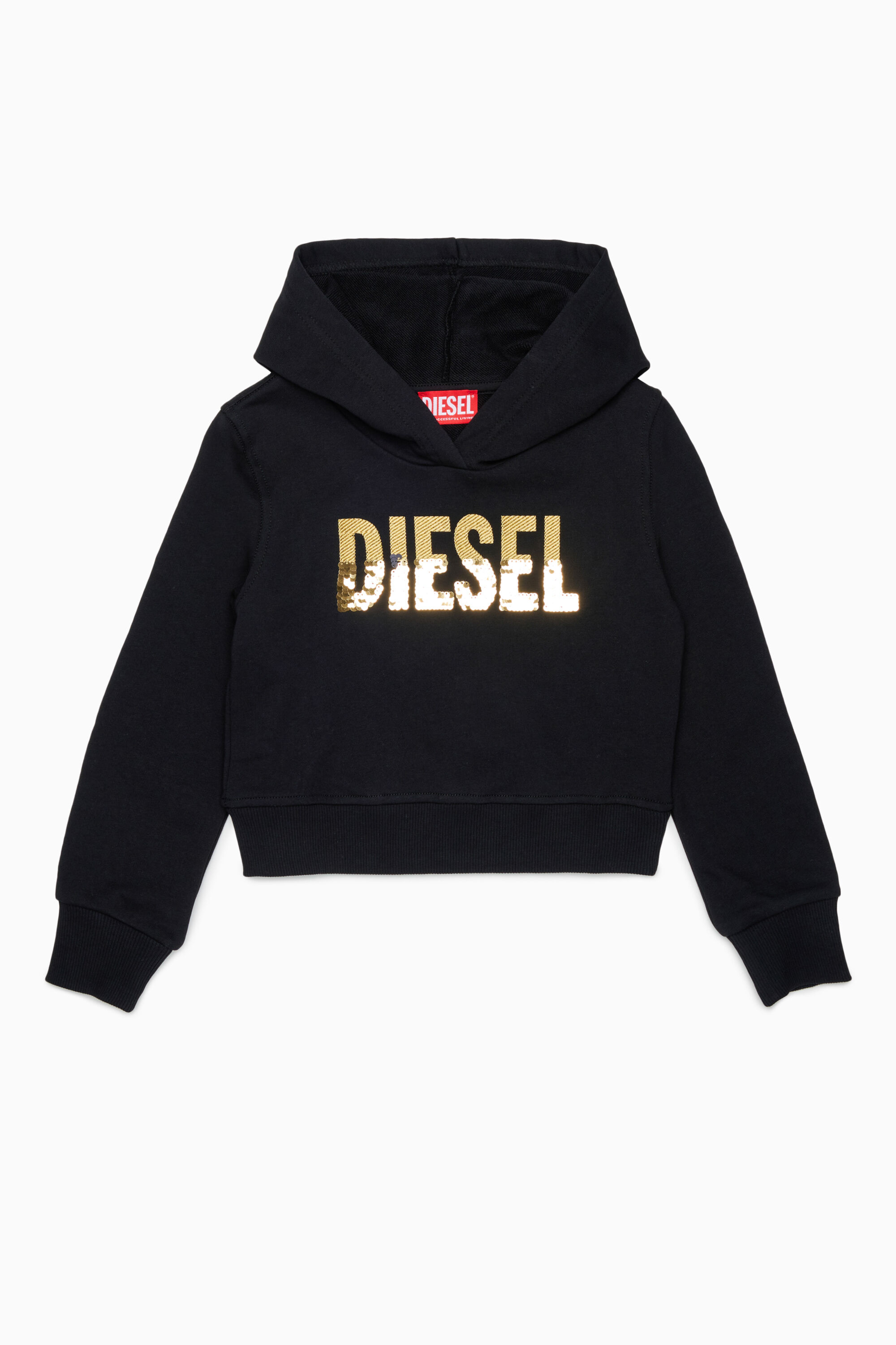 Diesel - SPALLYHOOD, Damen Hoodie mit Pailletten-Logo in Schwarz - 1
