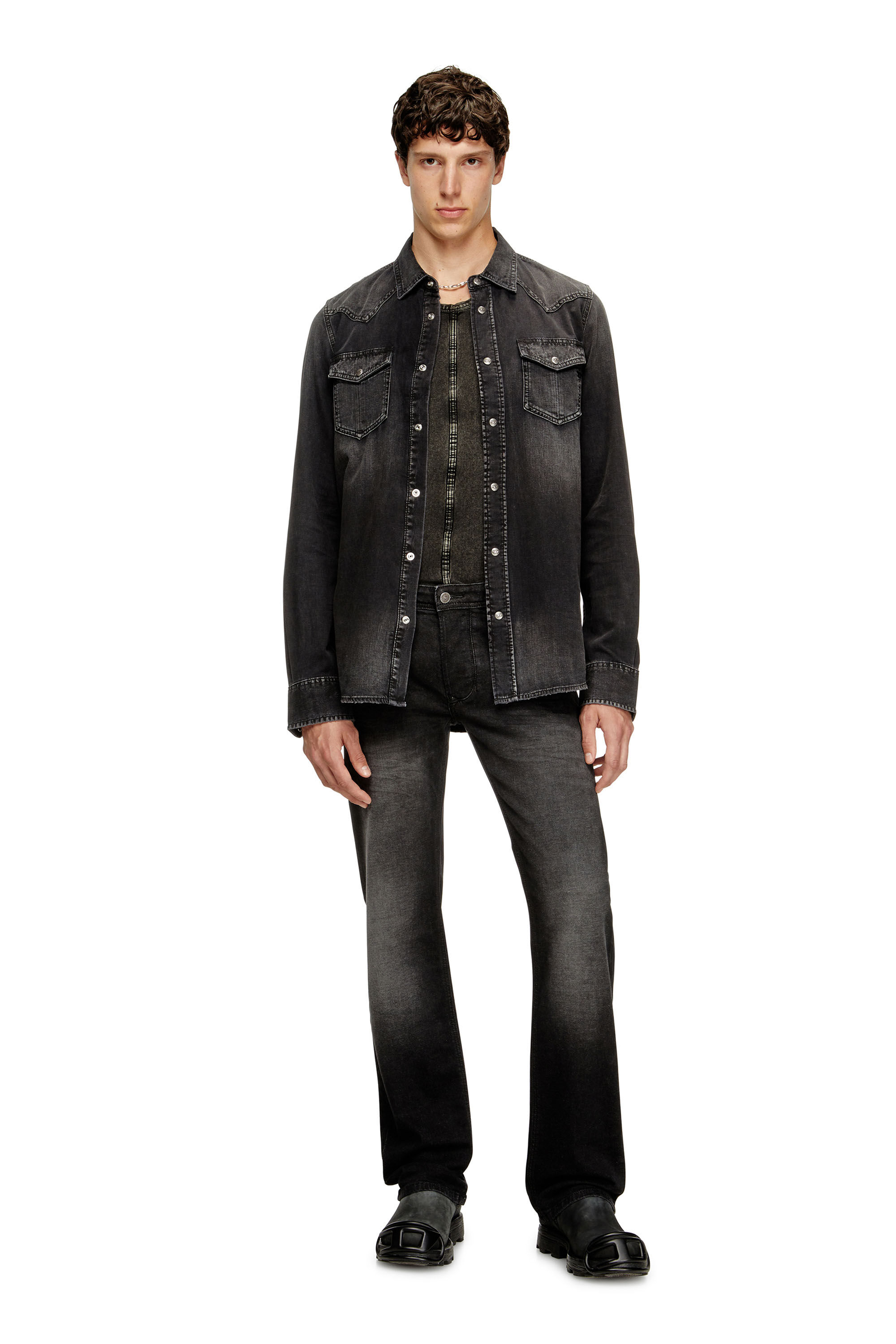 Diesel - D-VEGA, Overshirt in denim Uomo in Nero - 1
