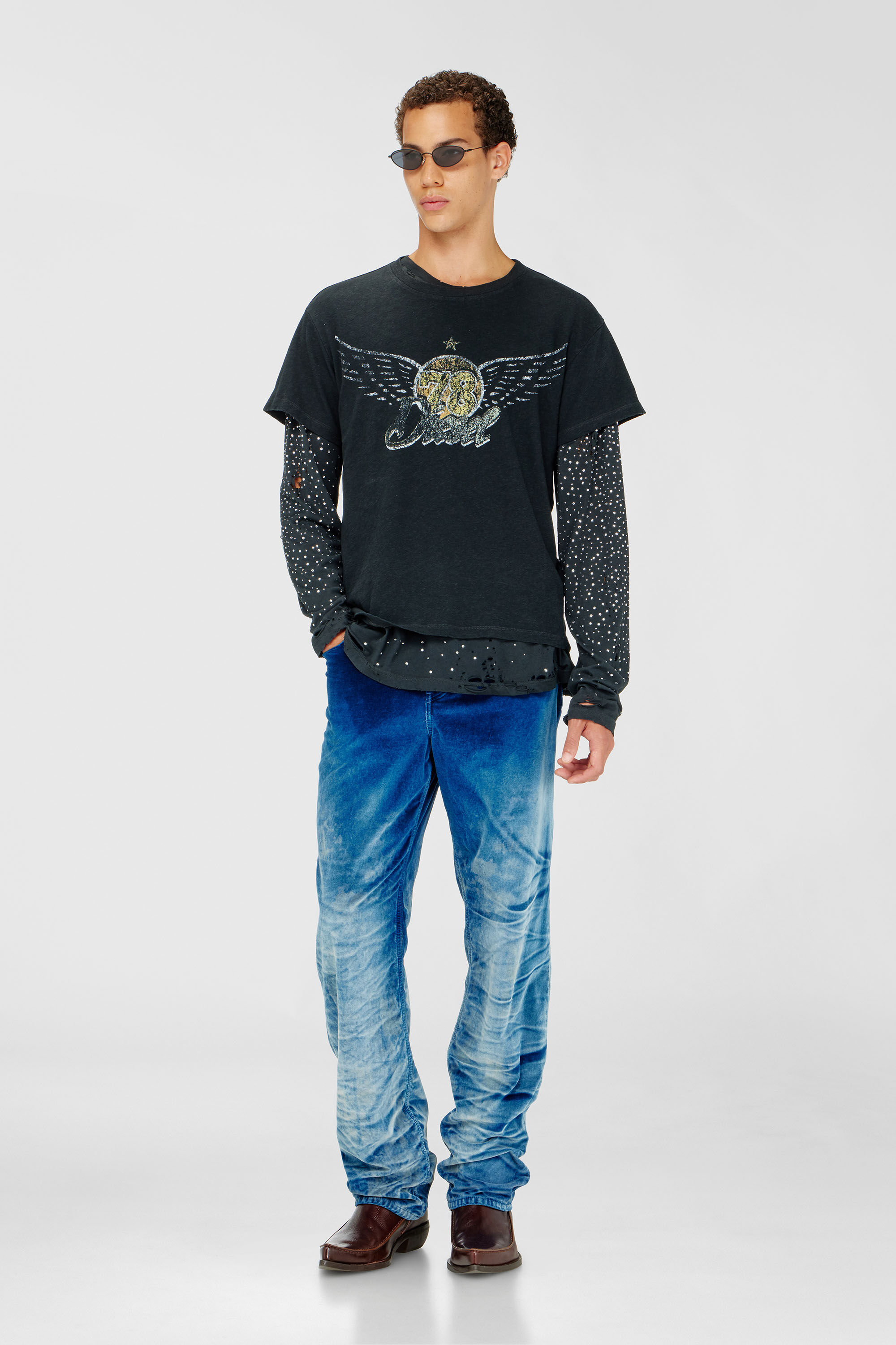 Diesel - T-GERIO-A, T-shirt in cotone-canapa con grafica concerti Uomo in Nero - 1