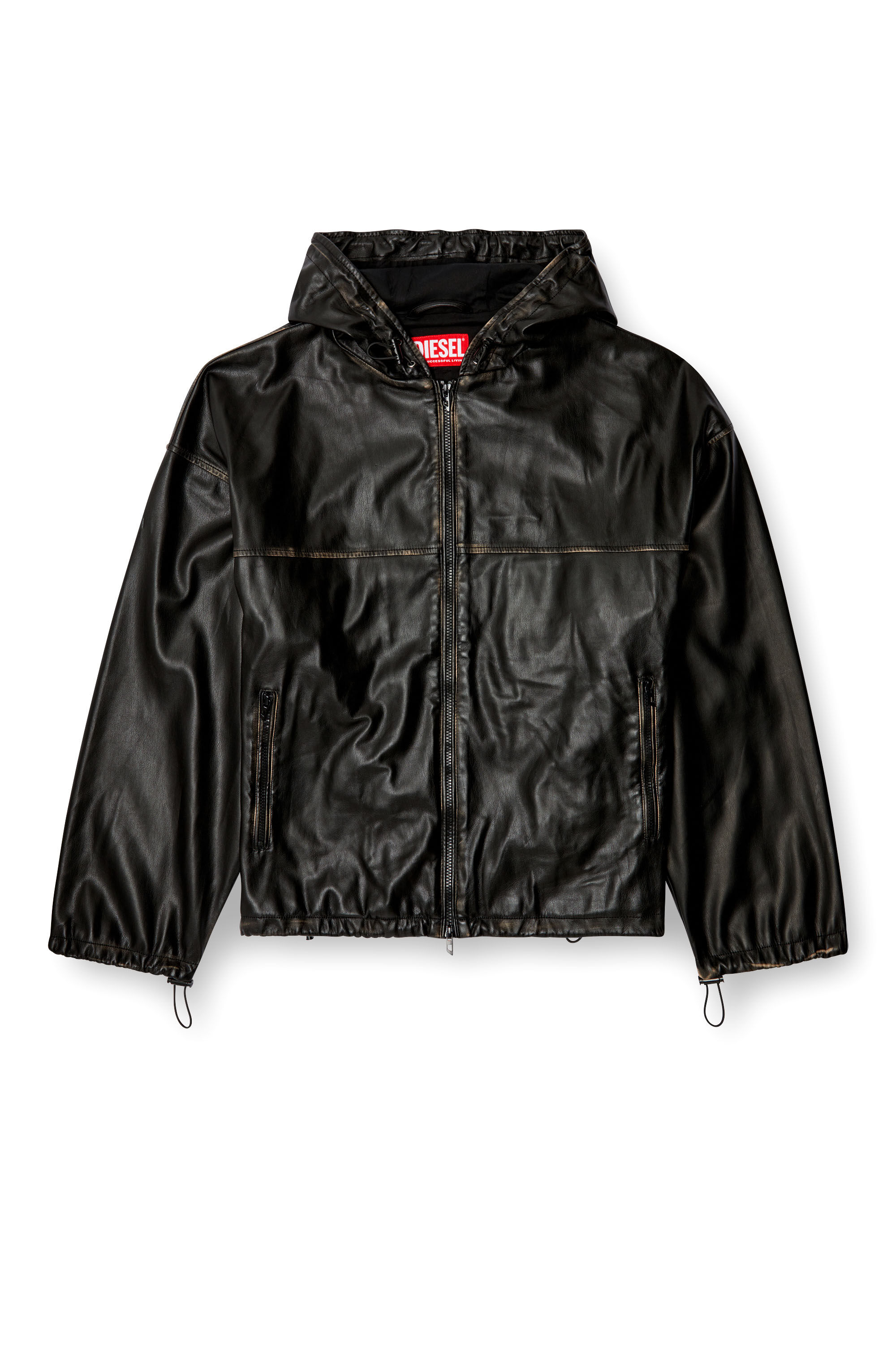 Diesel - J-ANTIL, Giacca con cappuccio effetto distressed Unisex in Nero - 2