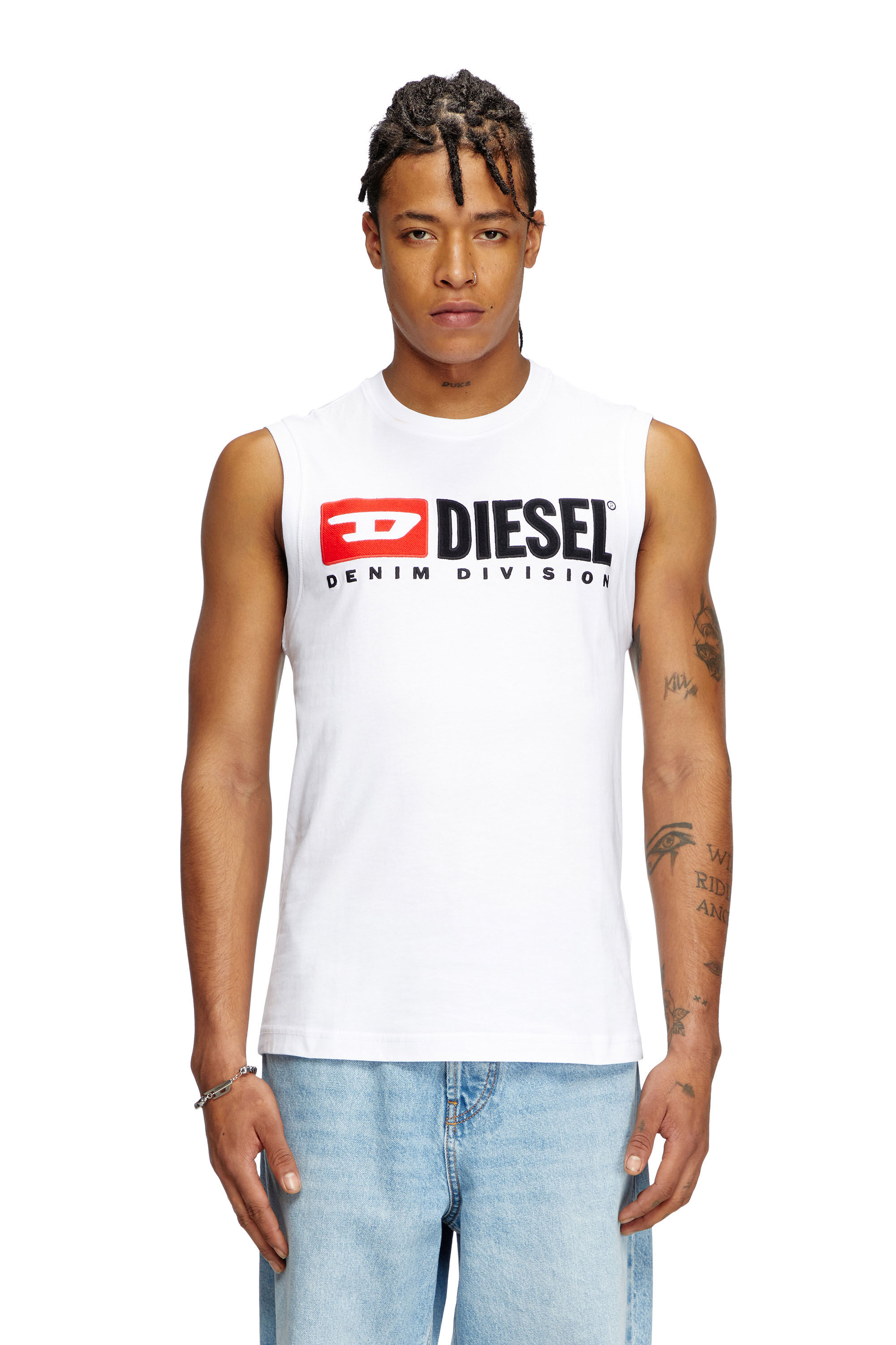 Diesel - T-ISCO-DIV, Herren Tanktop mit Logo-Print vorn in Weiß - 3
