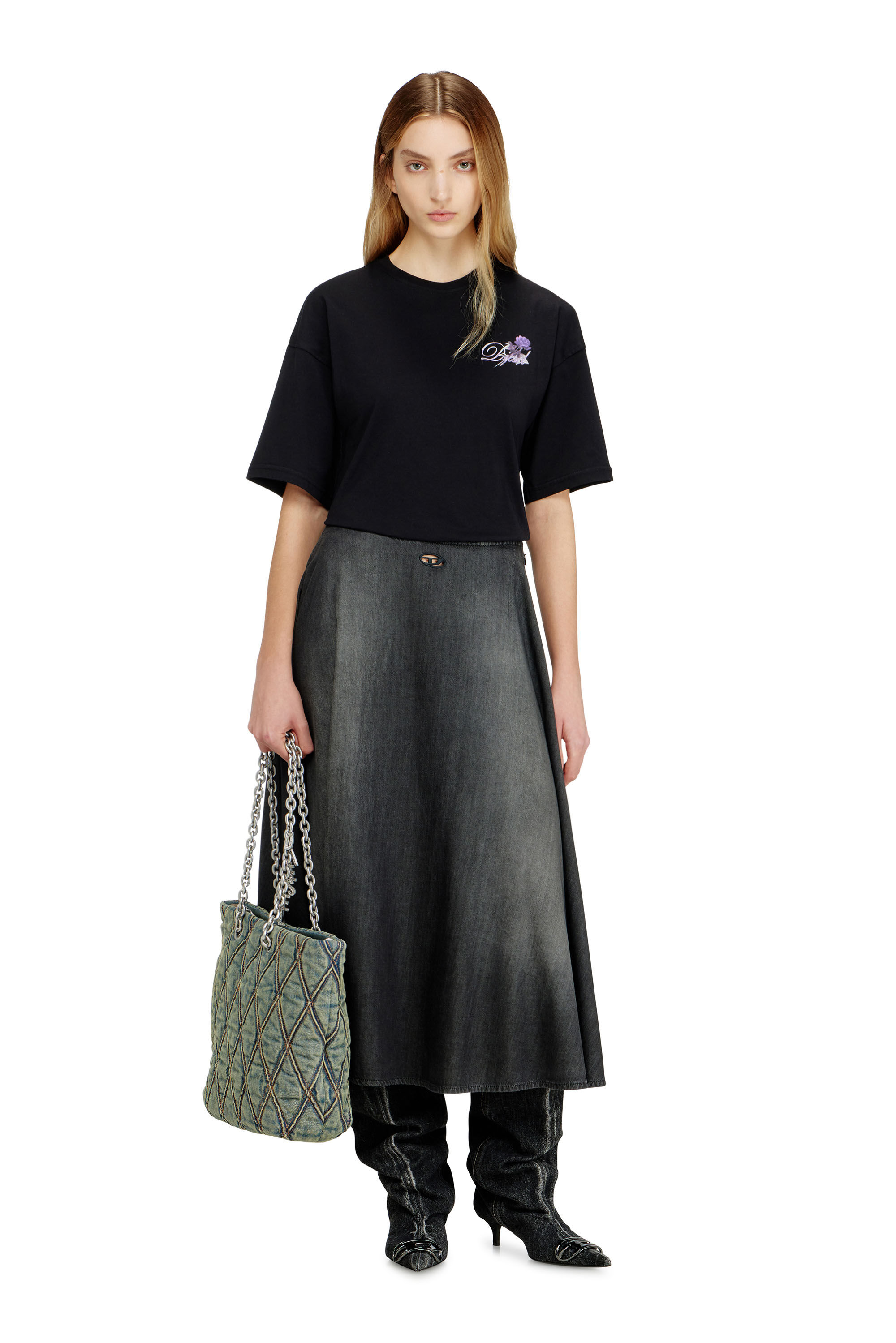 Diesel - CHARM-D SHOPPER M, Charm-D M-Tote in denim a rombi Donna in Blu - 1