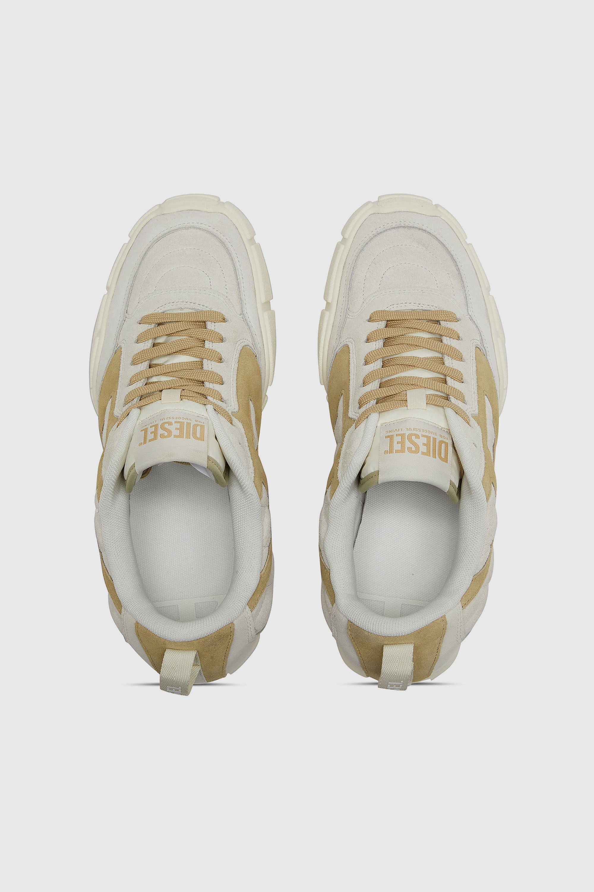 Diesel - S-PAGODHA LOW W, Damen S-Pagodha-Quilted Sneakers aus Veloursleder in Wei&szlig;/Braun - 4