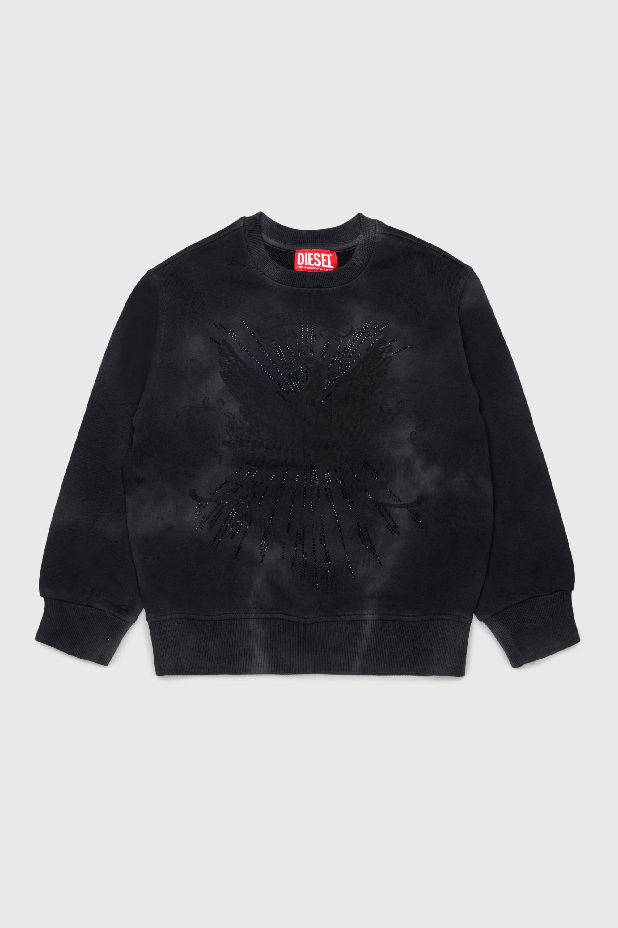 Diesel - SFIN OVER, Herren Sweatshirt mit cloudy-Effekt und Phoenix-Motiv in Schwarz - 1