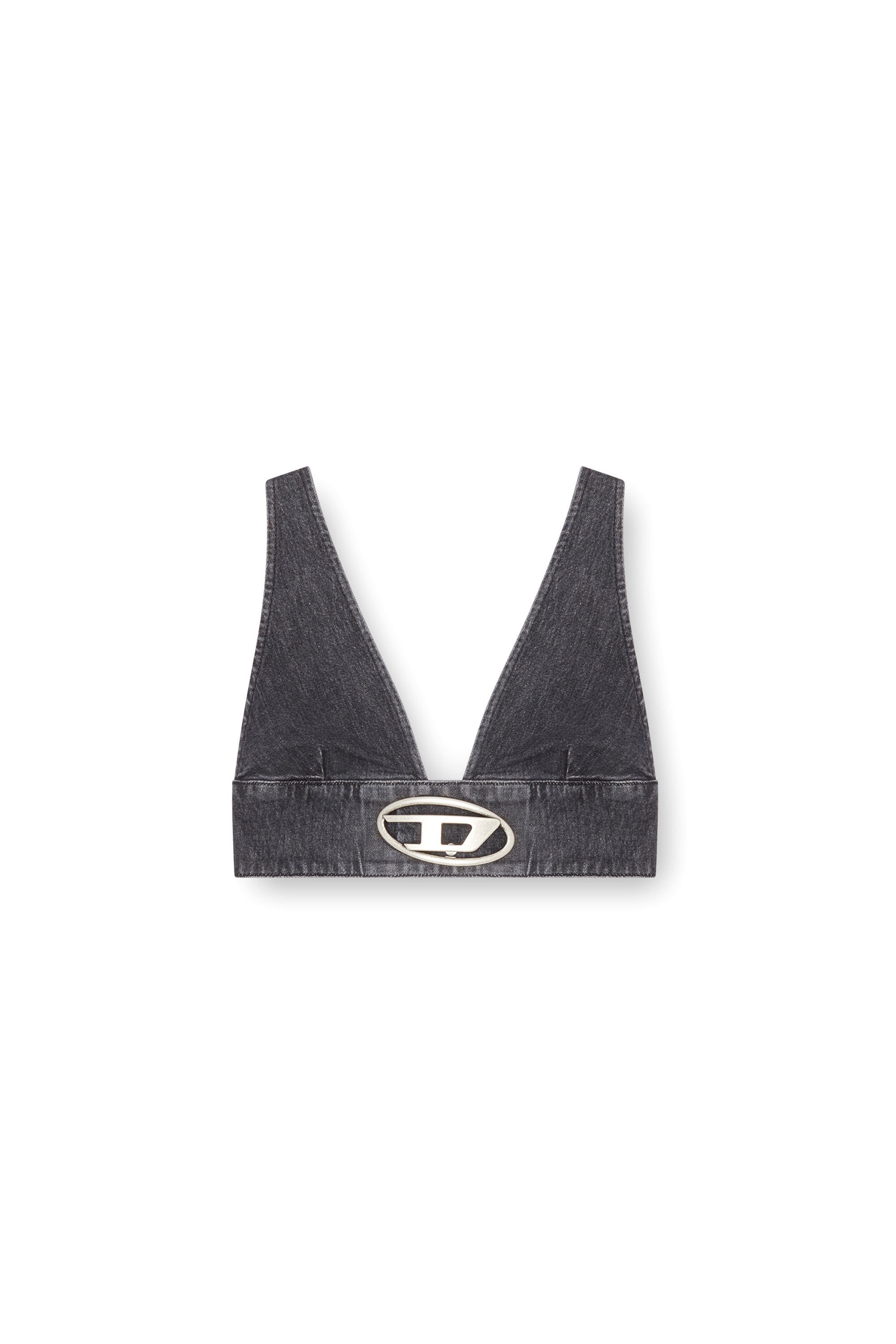 Diesel - DE-ELLY-S, Damen BH-Top aus Denim mit Oval D-Plakette in Schwarz - Image 2