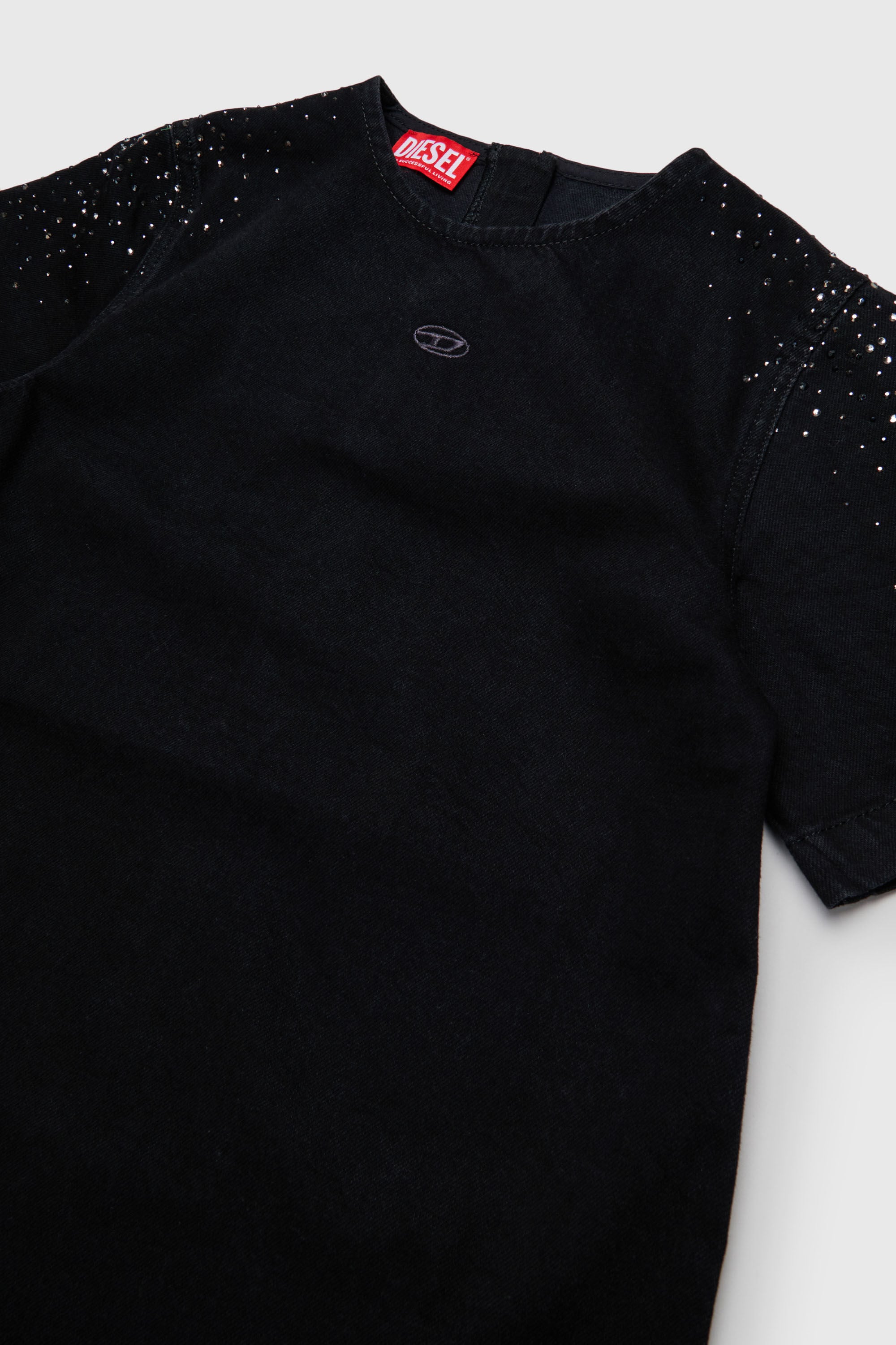 Diesel - DILBY, Damen Rhinestone-embellished T-shirt-Kleid in Schwarz/Dunkelgrau - 3