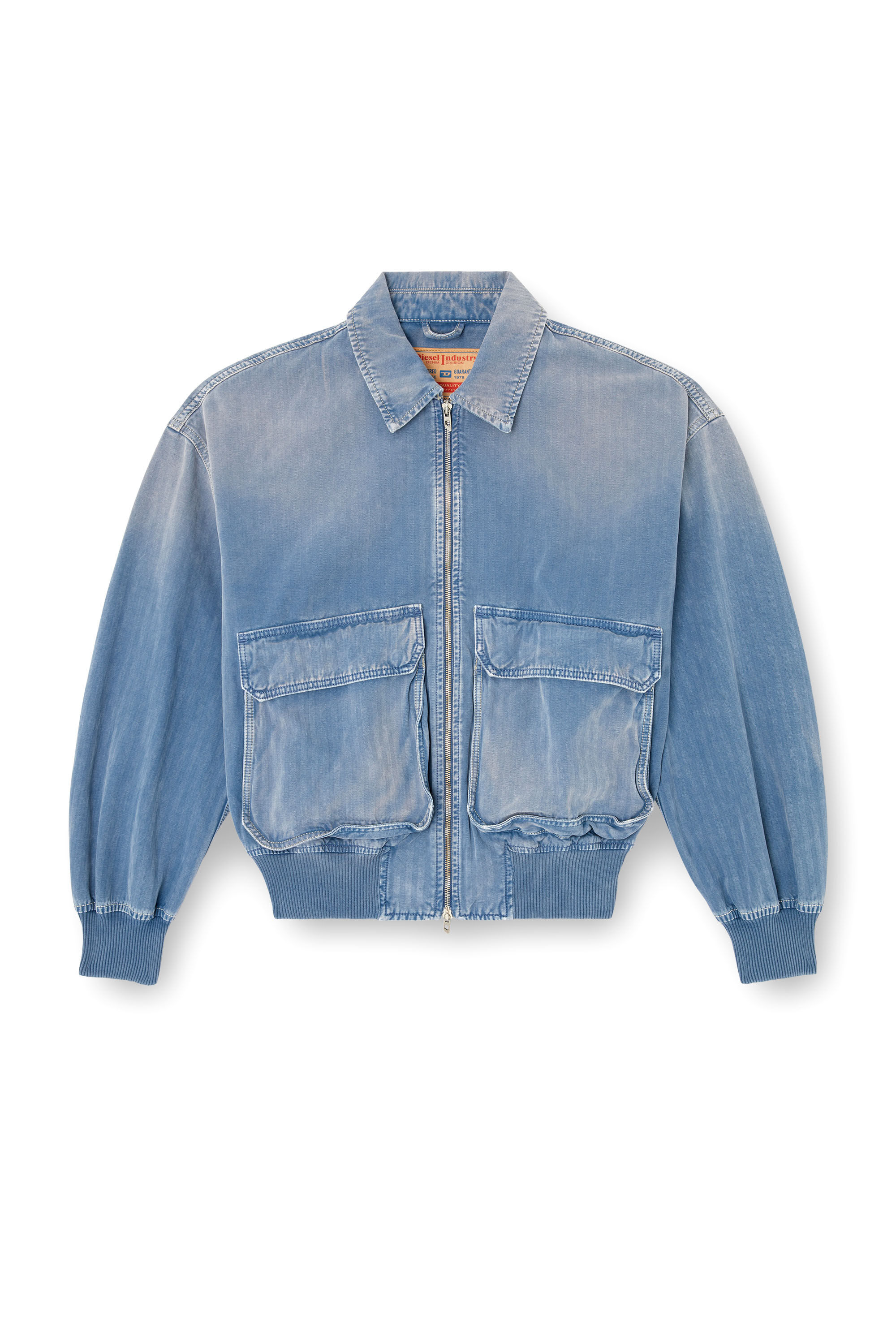 Diesel - D-KURZ, Veste en denim à chevrons coloré Mixte in Bleu - 2