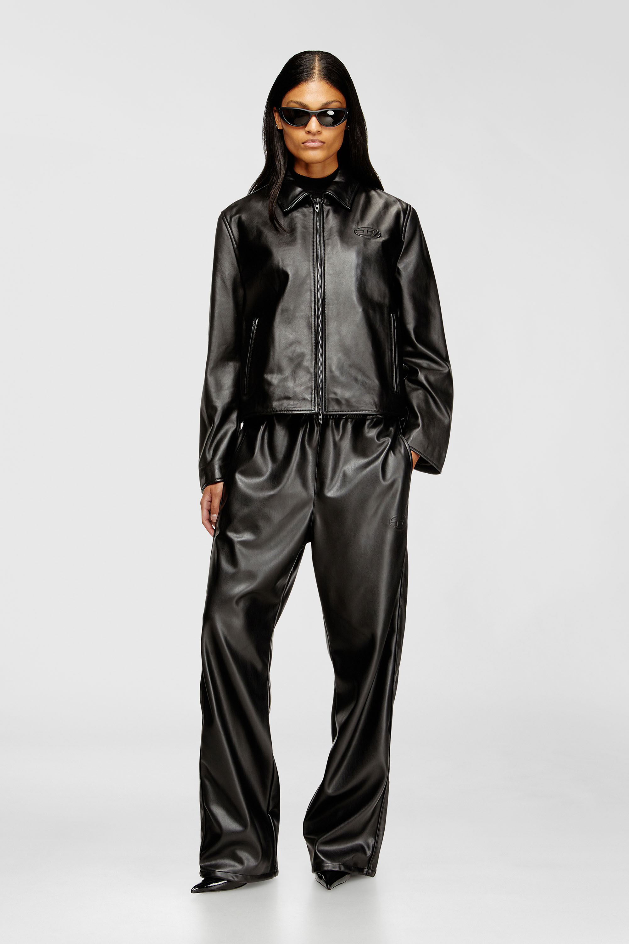 Diesel - L-AMAR-FEM-S2, Giacca coach in pelle Donna in Nero - 1