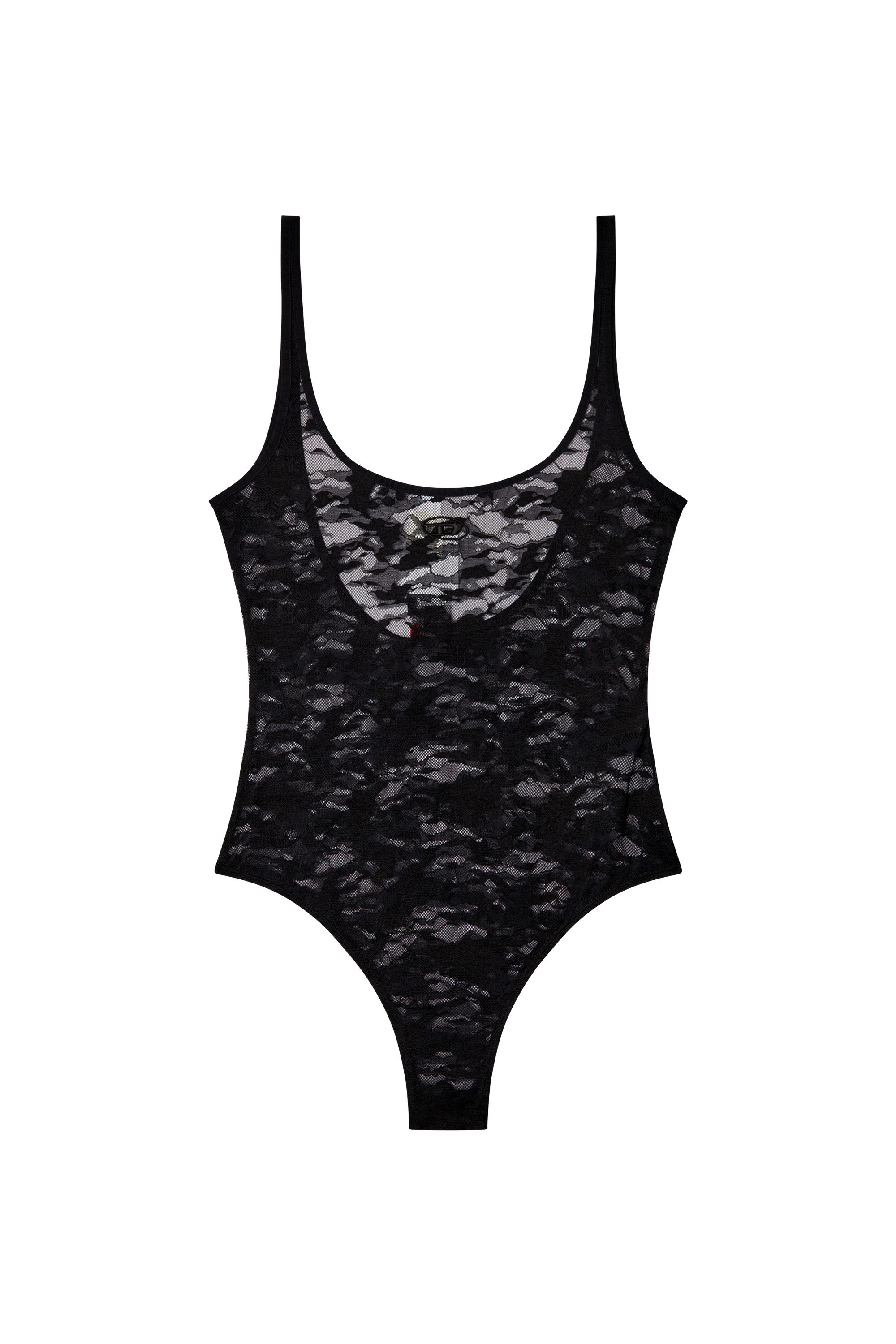 Diesel - MEGAN-UTLT, Body in pizzo camouflage con ricamo Oval D Donna in Nero - 2