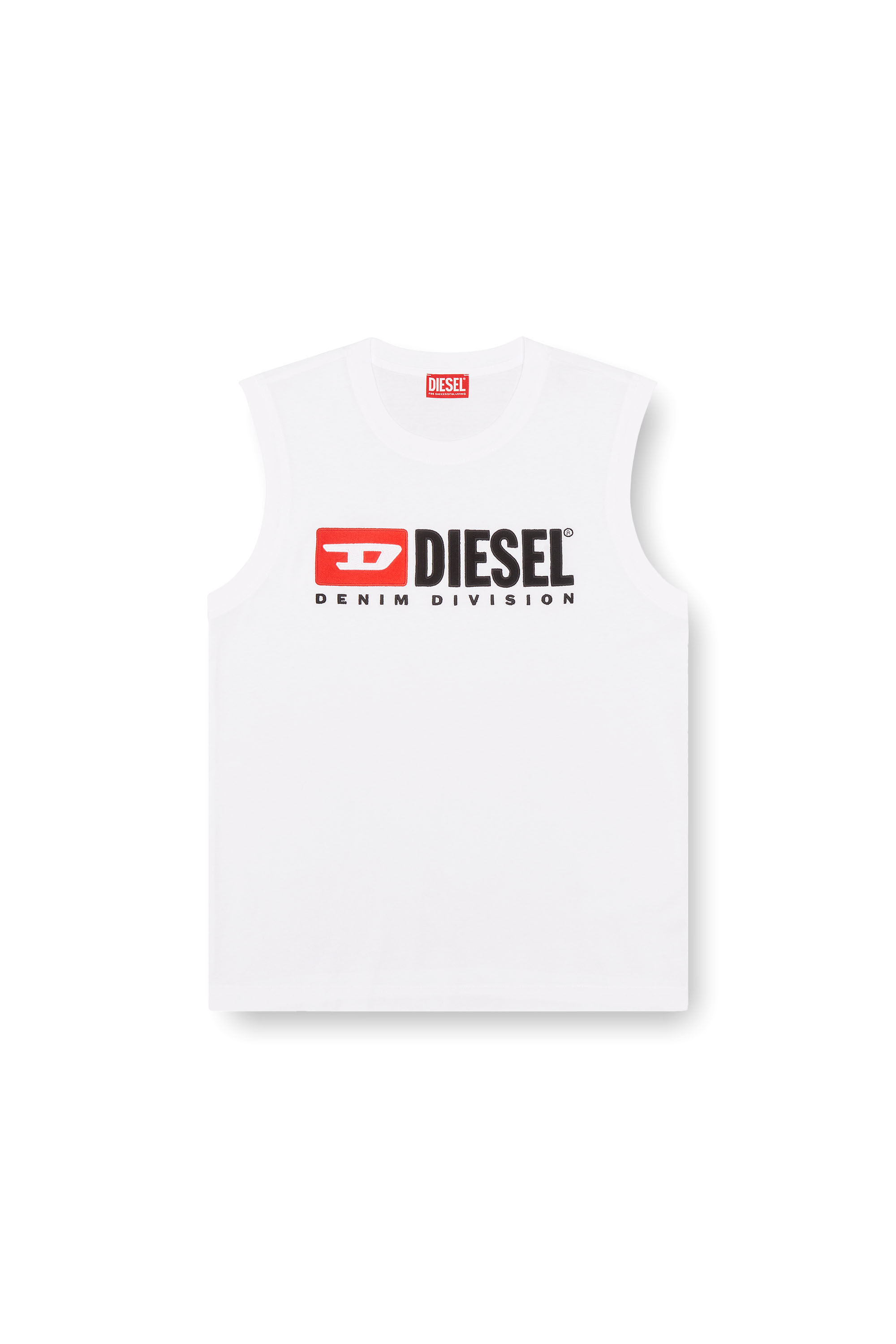 Diesel - T-ISCO-DIV, Canotta con stampa logo sul petto Uomo in Bianco - 2