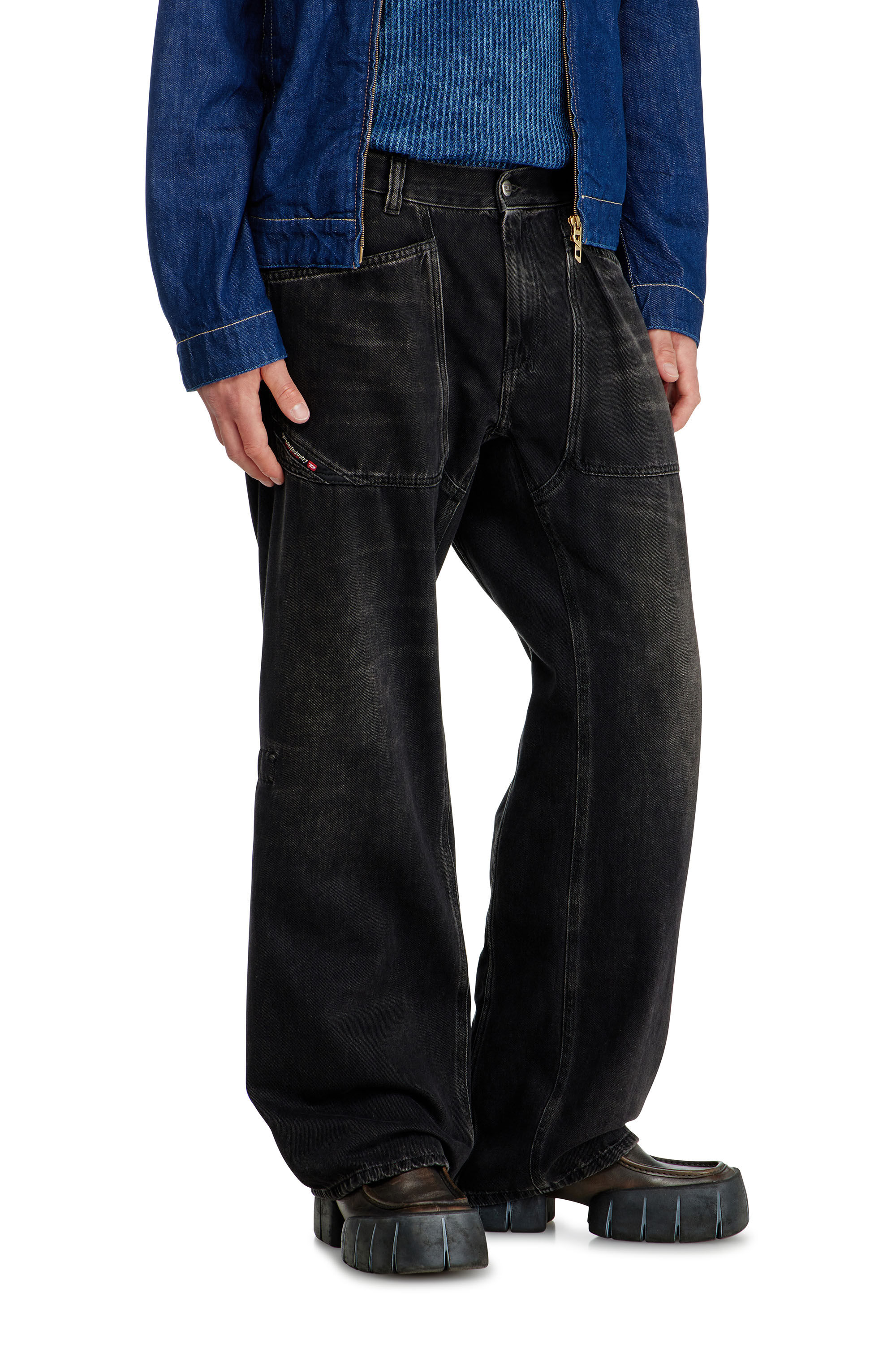 Diesel - Relaxed Jeans D-Zeta 09J96 Uomo, Nero/Grigio scuro - Image 7
