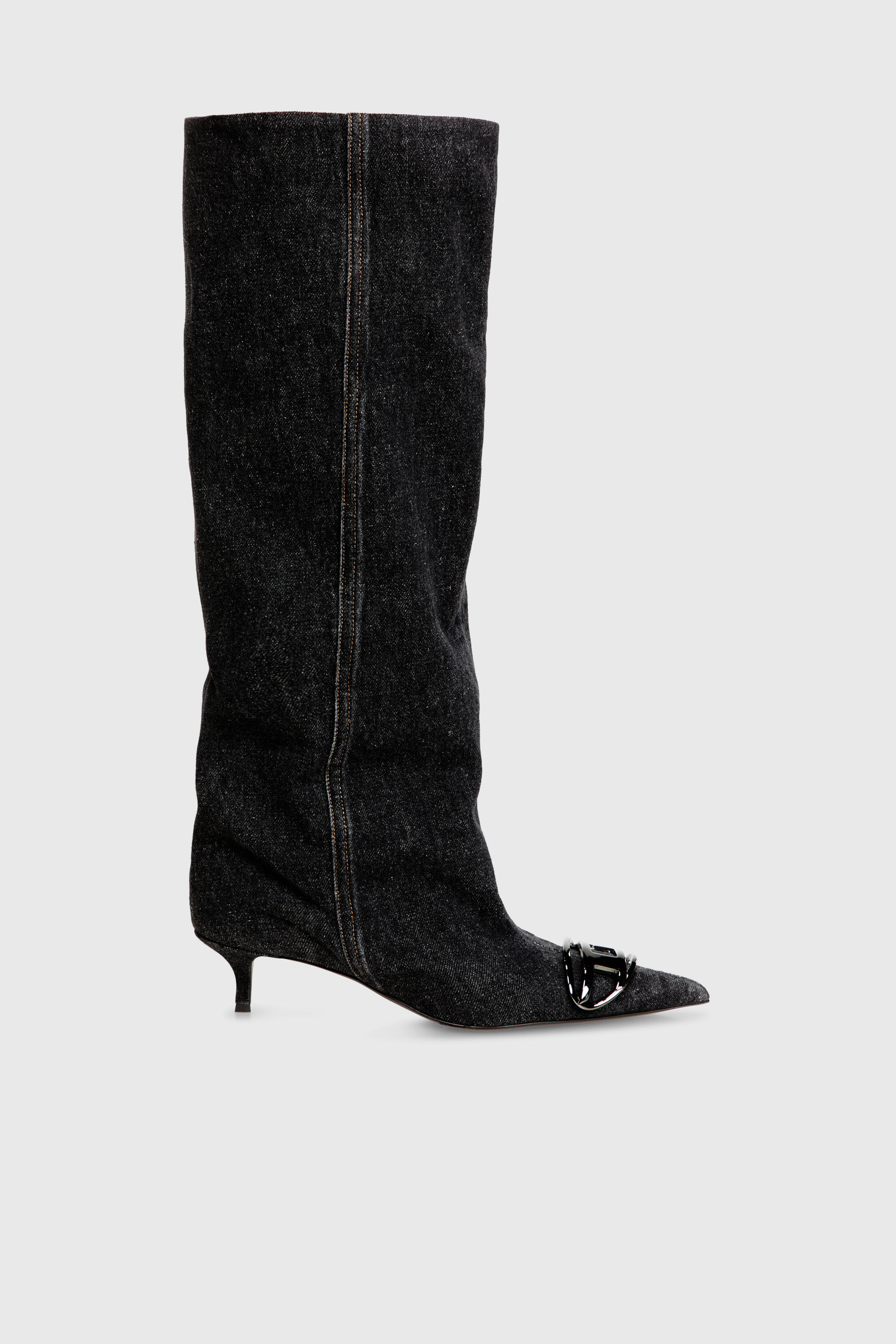 Diesel - D-VENUS KB SLOUCHY, Damen D-Venus - Stiefel mit weitem Schaft aus Denim, knielang in Schwarz - 1