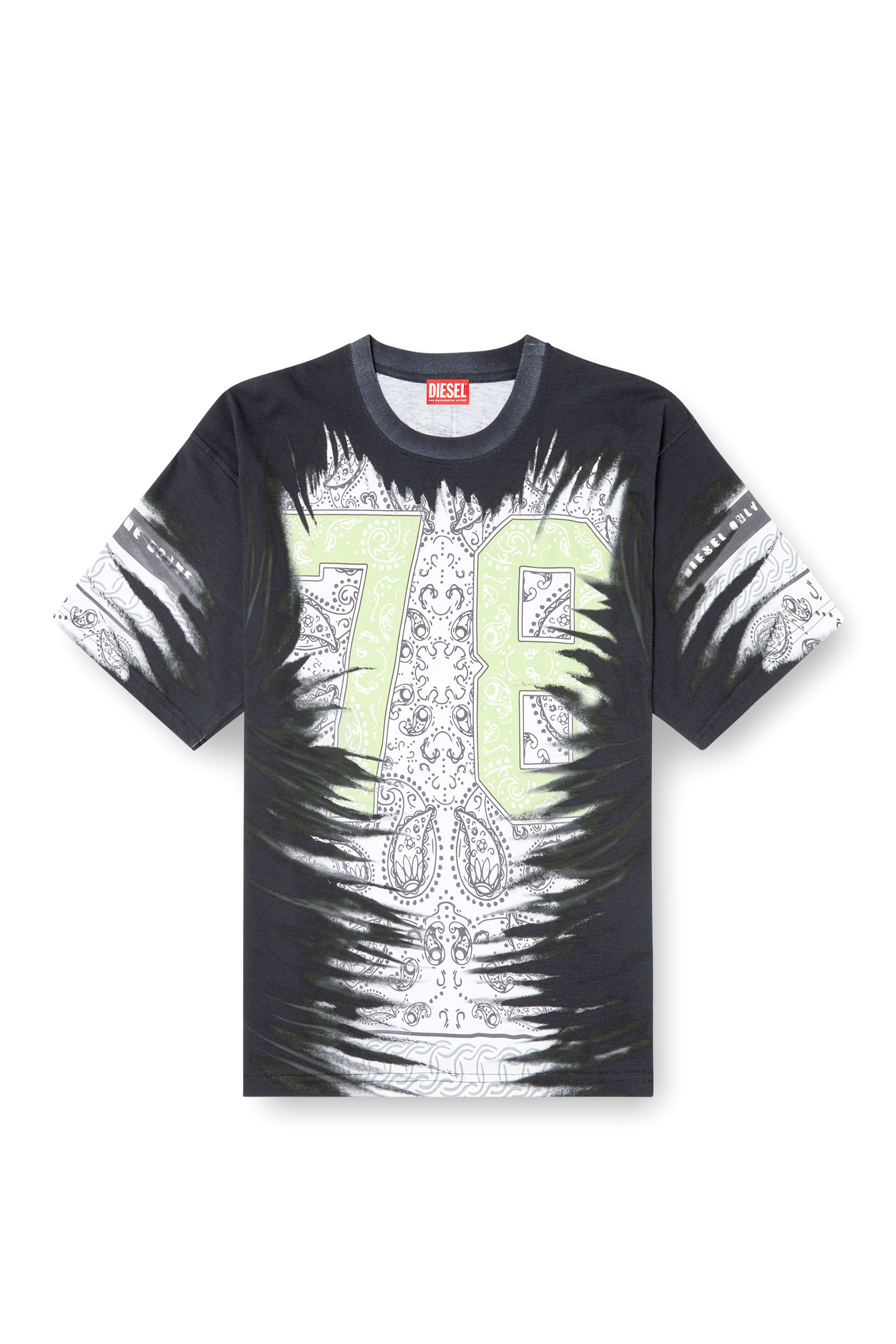 Diesel - T-BOXT-78-R1, Herren T-Shirt mit 78-Bandana-Print in Schwarz - 2