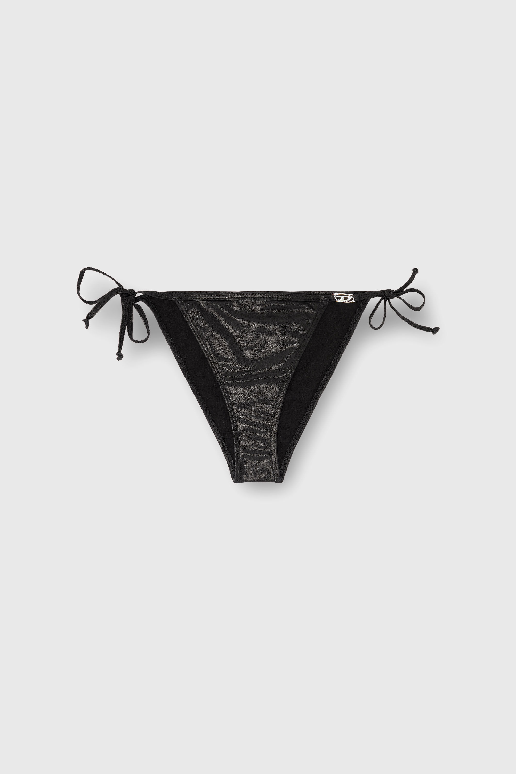 Diesel - BRIGITTES-DNM, Slip bikini con laccetti in tessuto brillante Donna in Nero - 4