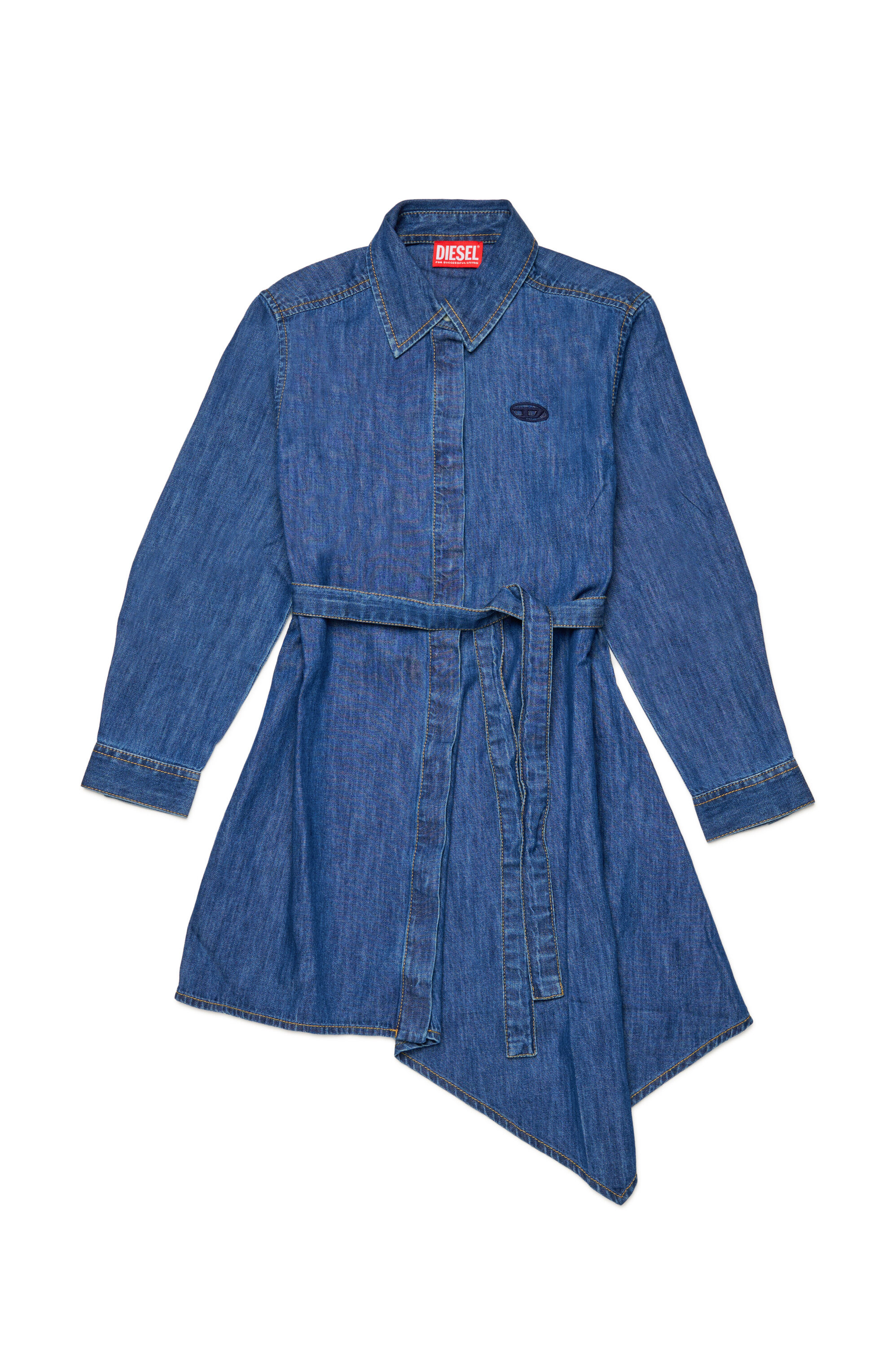 Diesel - DETRISS, Femme Robe chemise en denim avec ourlet asymétrique in Bleu - Image 1