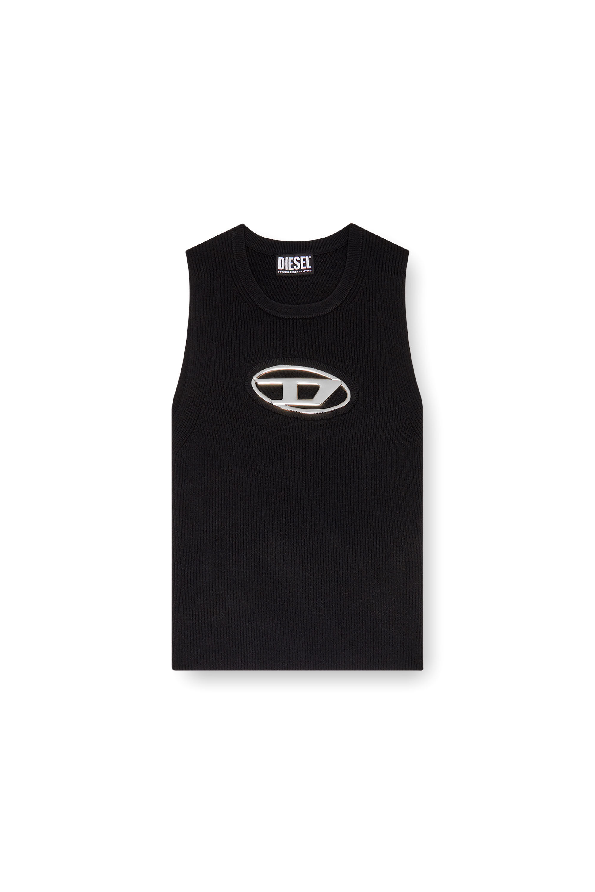 DIESEL M-Onerva-Top ブラック タンクトップ M-ONERVA-TOP Damen: Cut-out knit tank top, D logo | Diesel