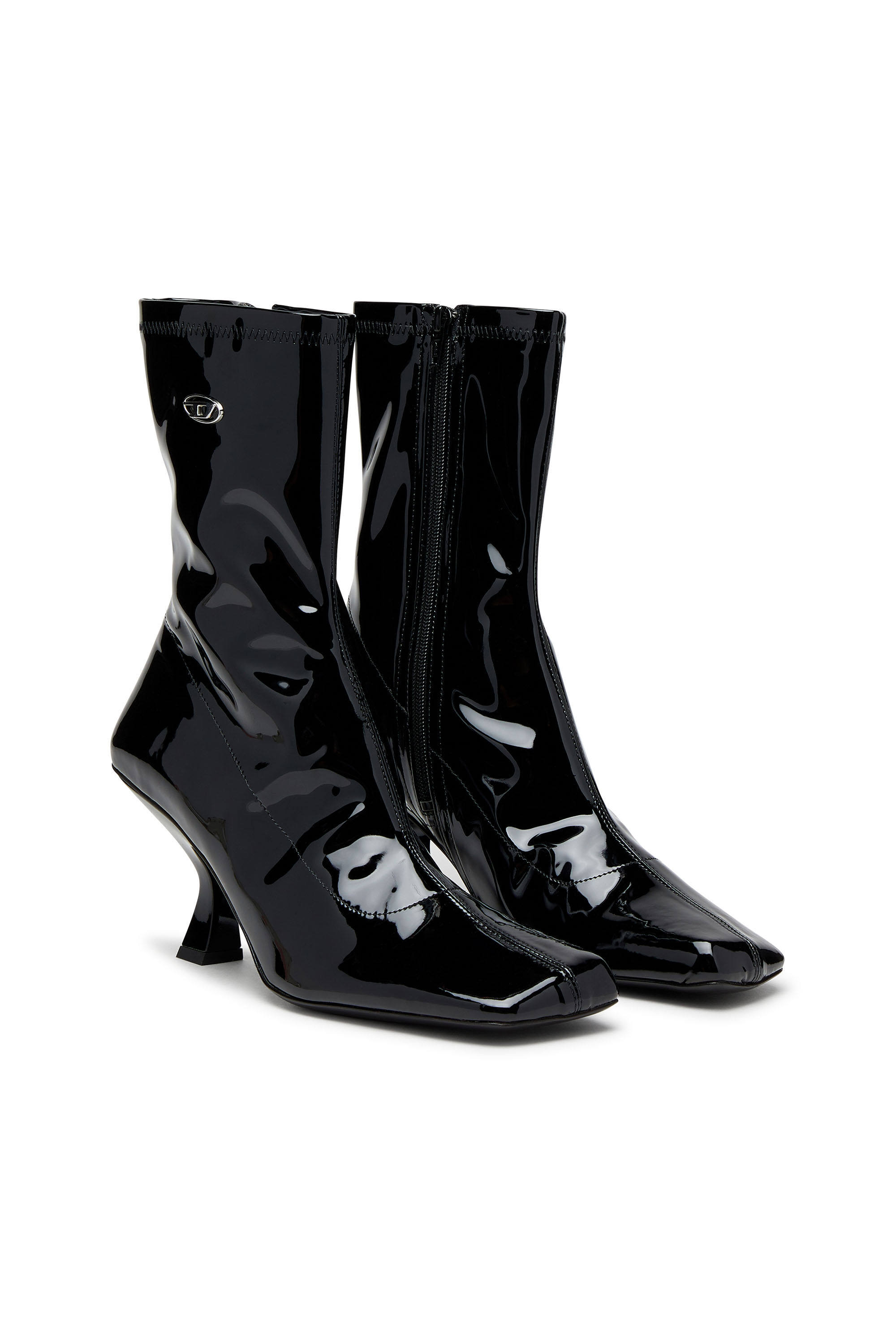 Diesel - D-AMBER MD BT, Damen D-Amber-Stiefeletten aus Stretch-PU-Lackleder in Schwarz - 2