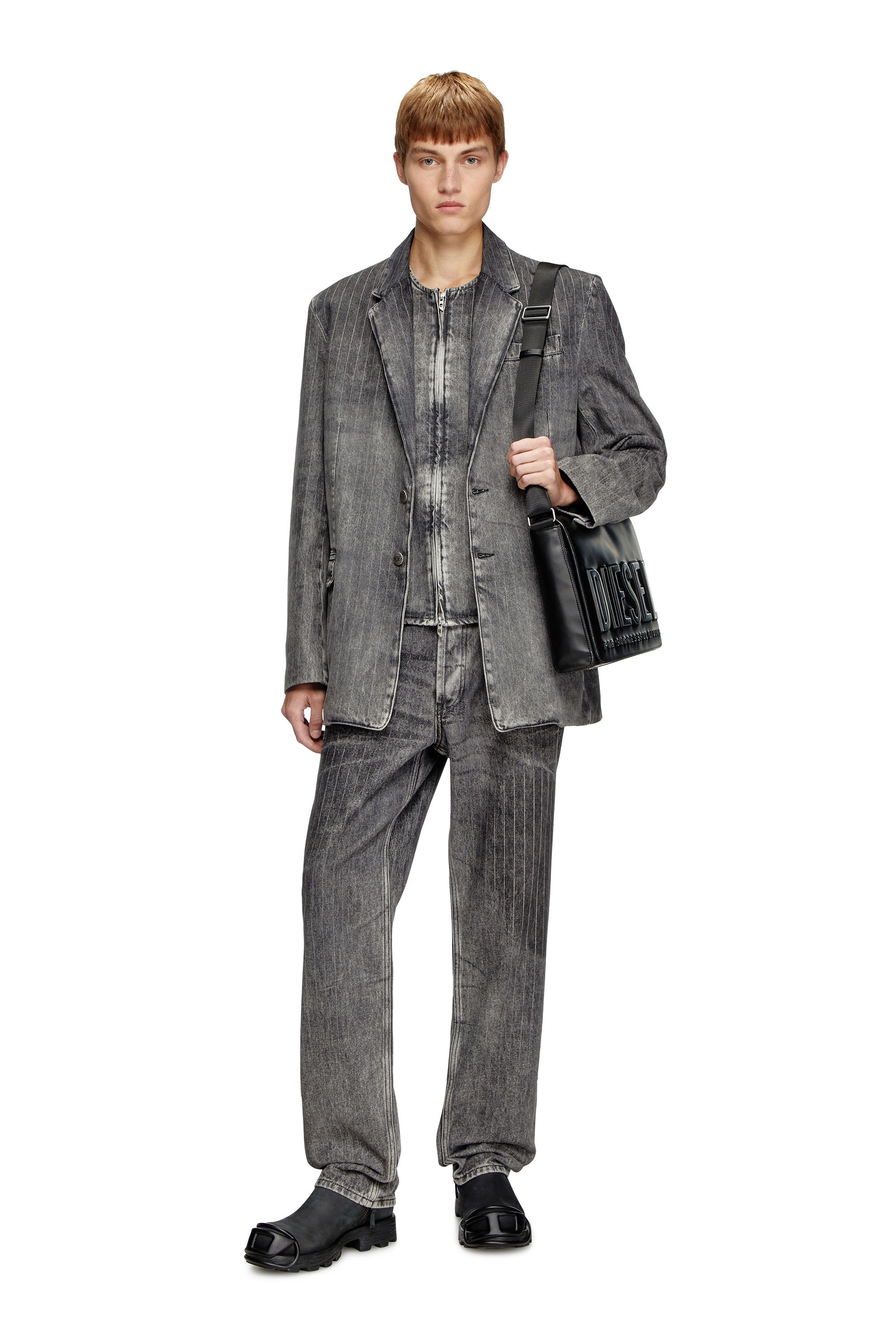 Diesel - D-REGER-S, Blazer in denim pinstripe Unisex in Nero - 1