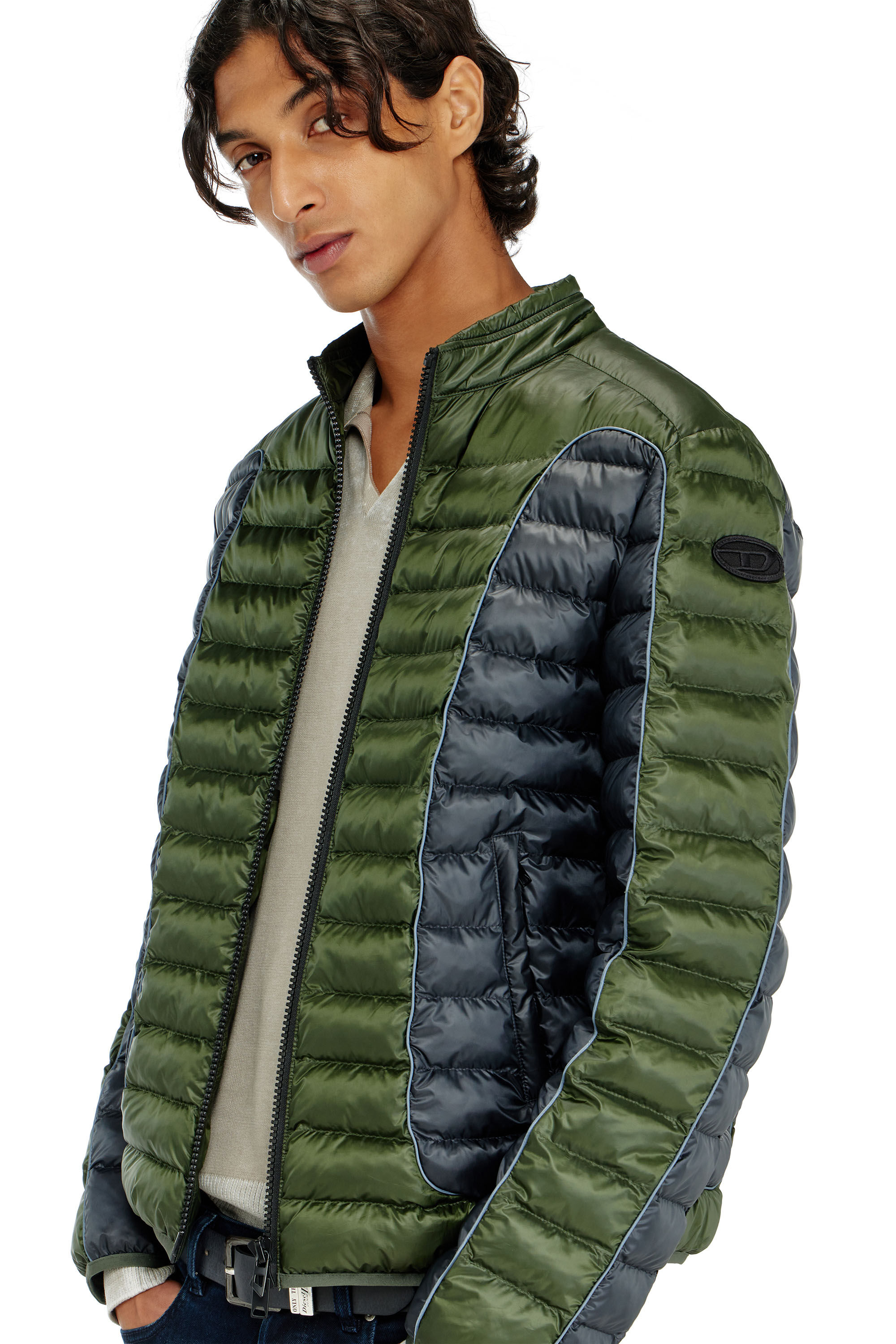 Diesel - W-PILOT-BLOCK, Piumino stile biker con design colour-block Uomo in Multicolor - 5