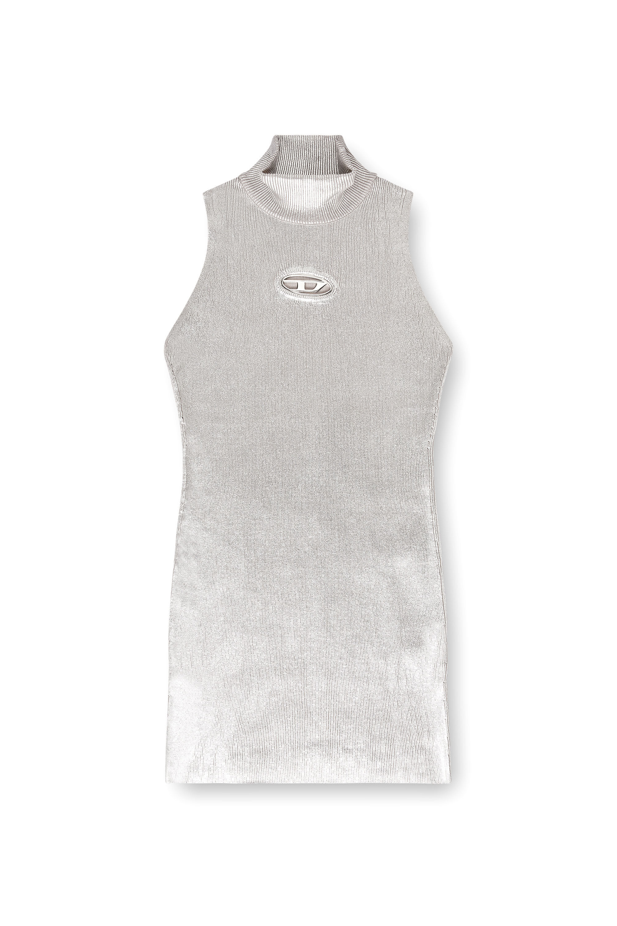 Diesel - M-ONERVAX, Damen Kurzes Kleid aus Metallic-Baumwolle in Silber - Image 2