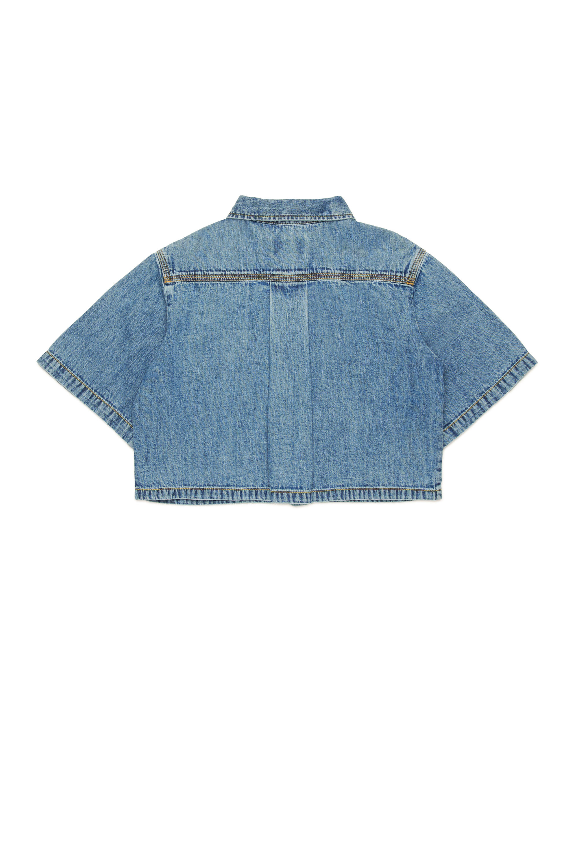Diesel - CINNIX, Chemise cropped en denim avec col à logo Femme in Bleu - 2