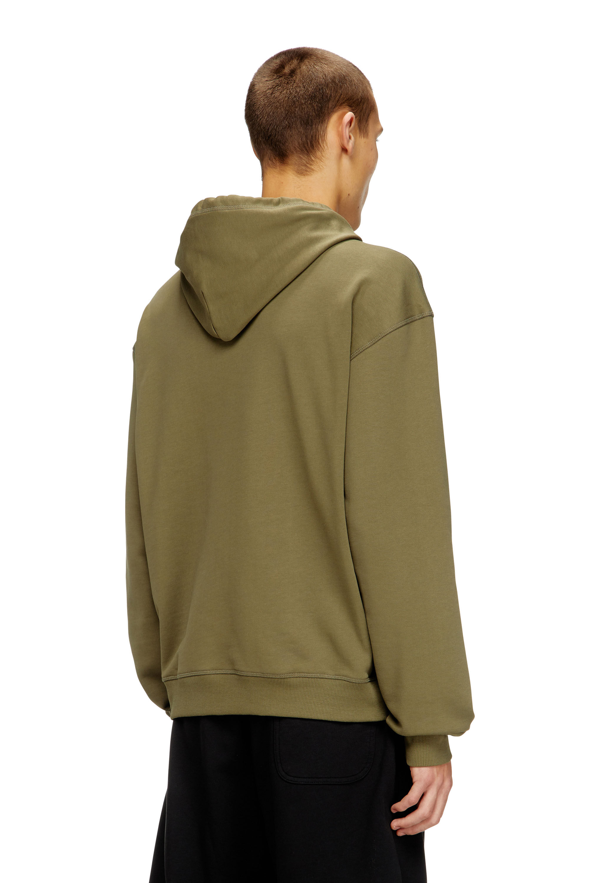 Diesel - S-NORM-HOOD-IOD, Sweat à capuche en coton avec Oval D métallique Homme in Vert - 4